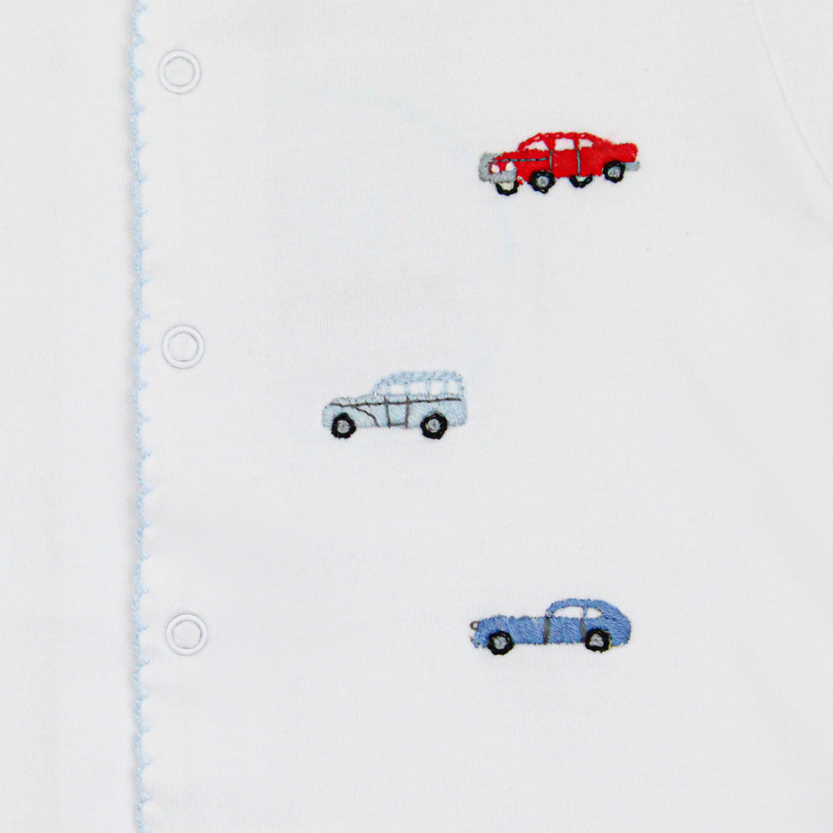 Premium Cotton Baby Boy Romper - Classic Cars - White - detail