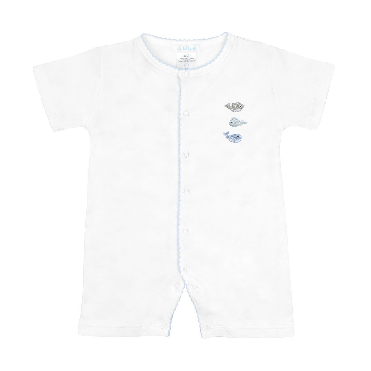 Cute Tiny Whales Embroidery Romper | Baby Boy