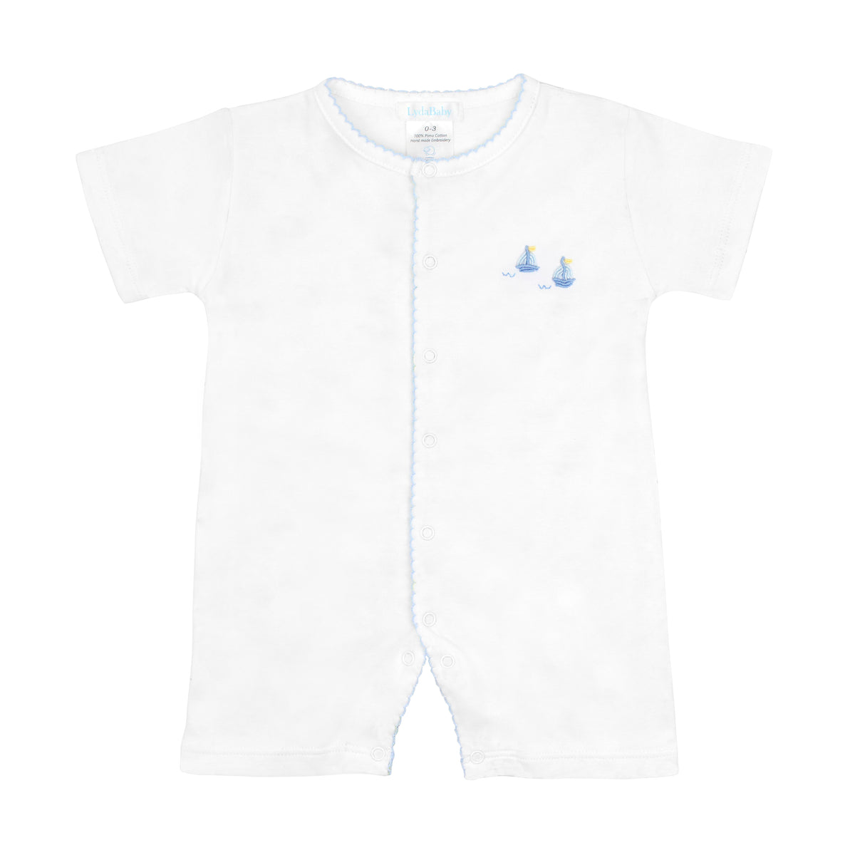 Graceful Sailboats Embroidery Rmper | Baby Boy