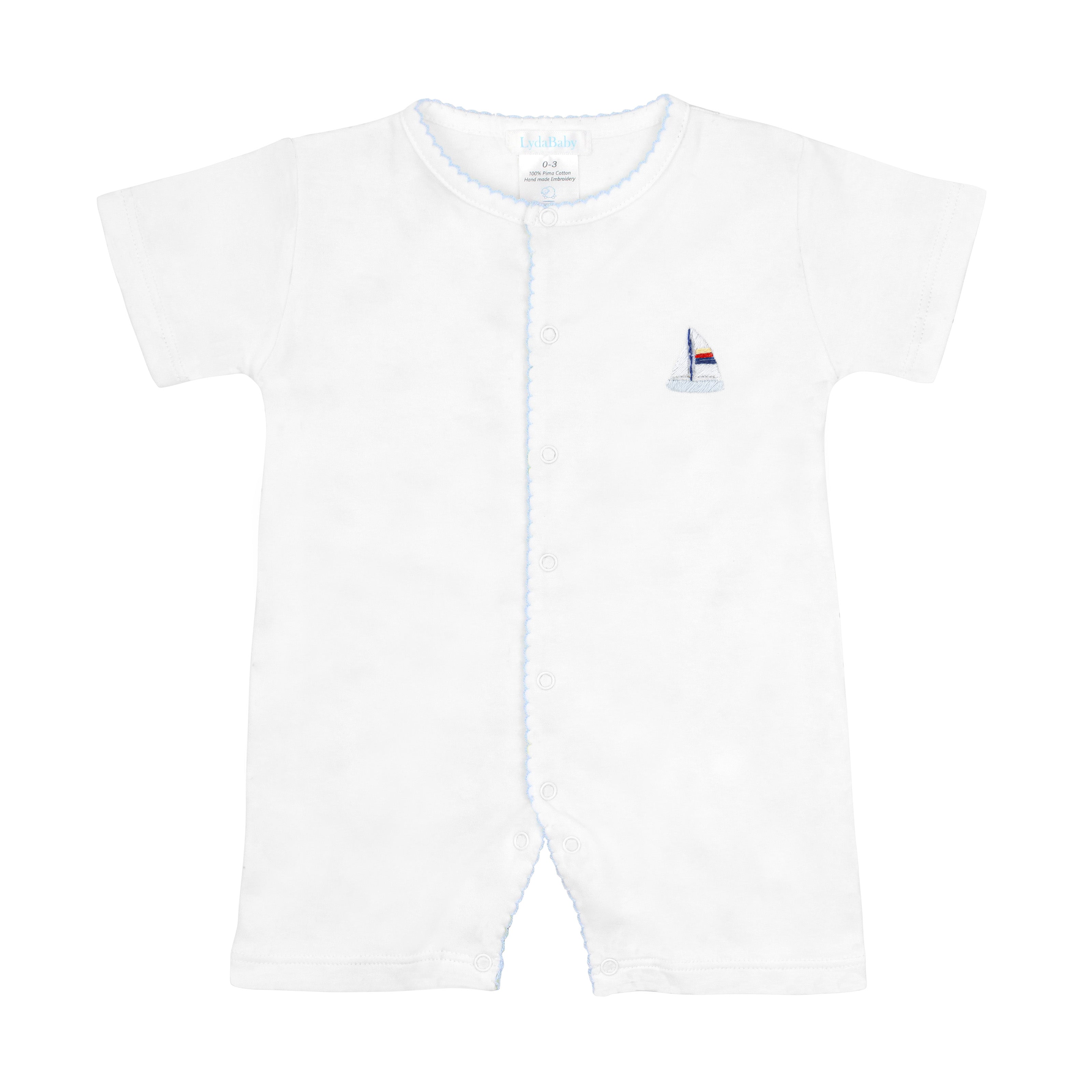Small Sailboats Embroidery Romper | Baby Boy