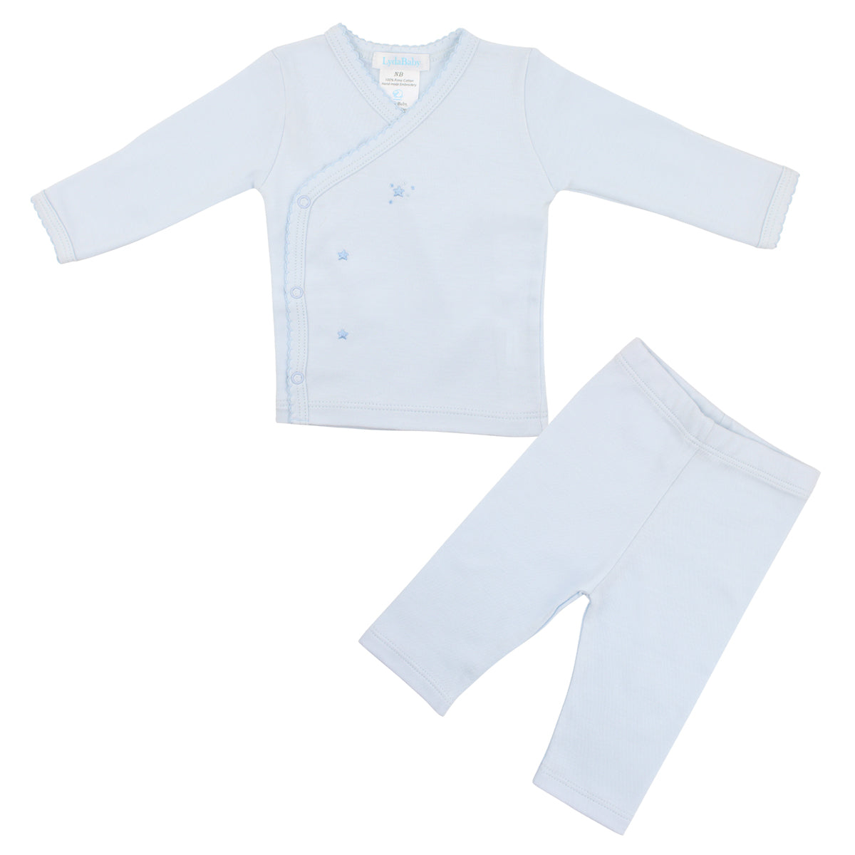 Light Blue Bubble Stars Embroidery Set 2 Pieces | Baby Boy