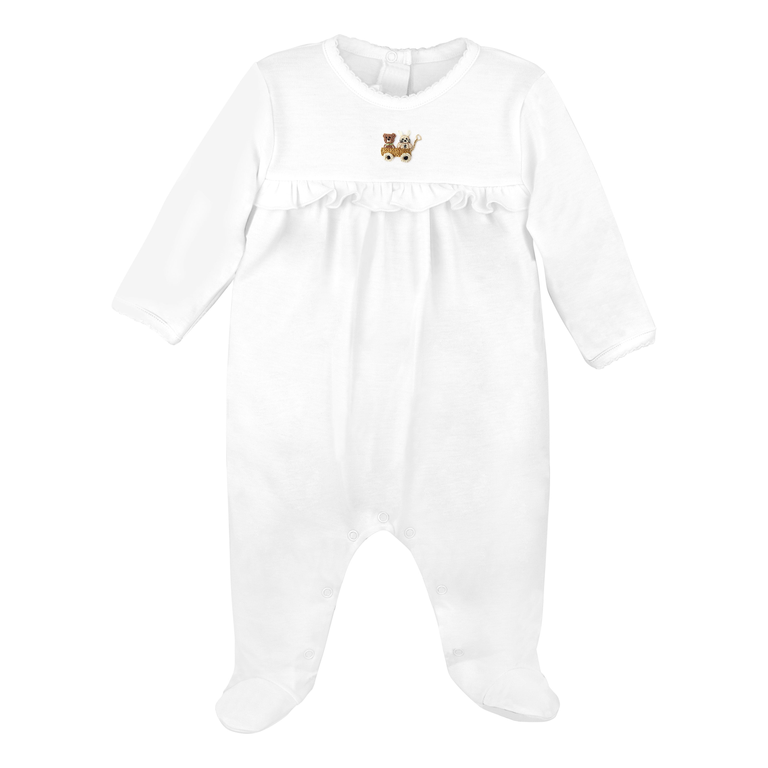 Sweet Mustaches Embroidery Footie | Baby Girl