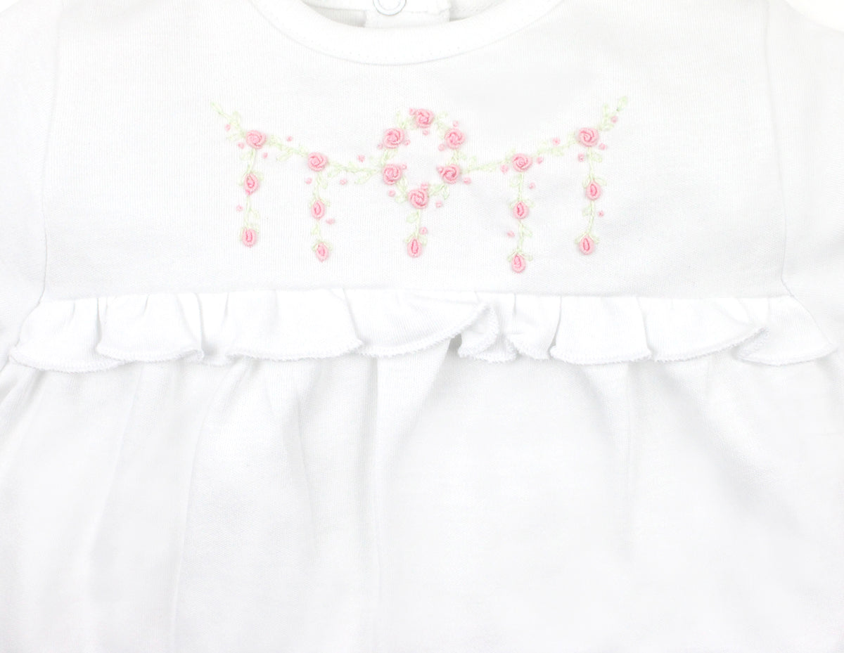 Flowers Embroidery Footie | Baby Girl