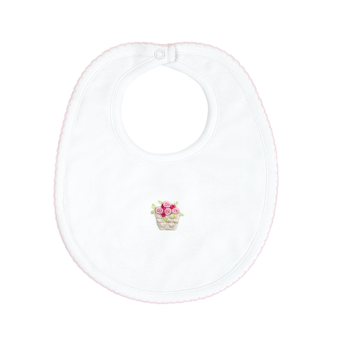 Flower Pot Embroidery Bib | Baby Girl