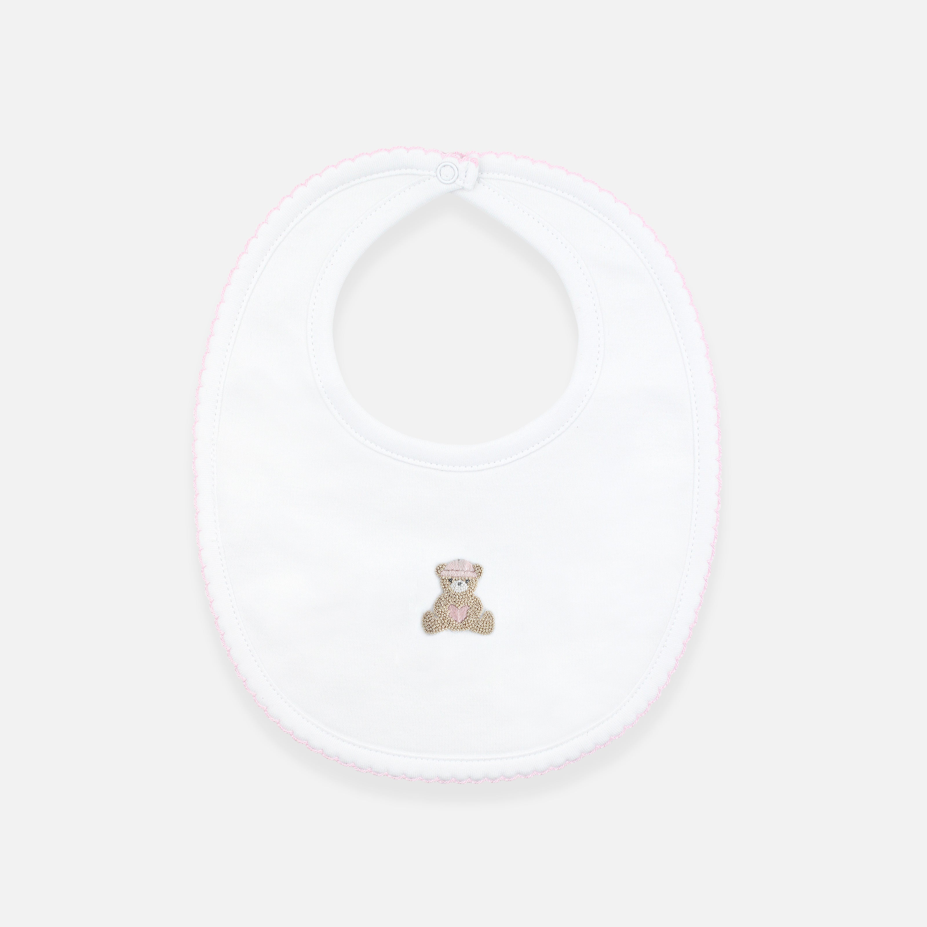 Love Teddy Embroidery Bib | Baby Girl