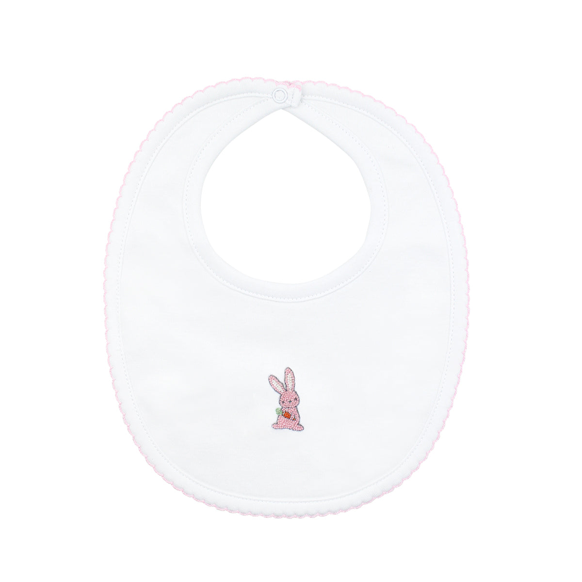 Rabbits Embroidery Bib | Baby Girl