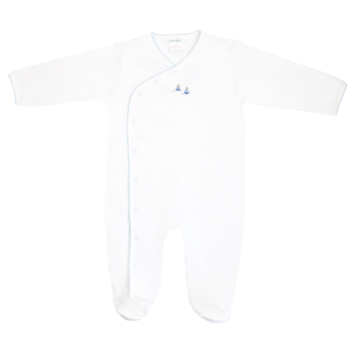 Graceful Sailboats Embroidery Footie | Baby Boy