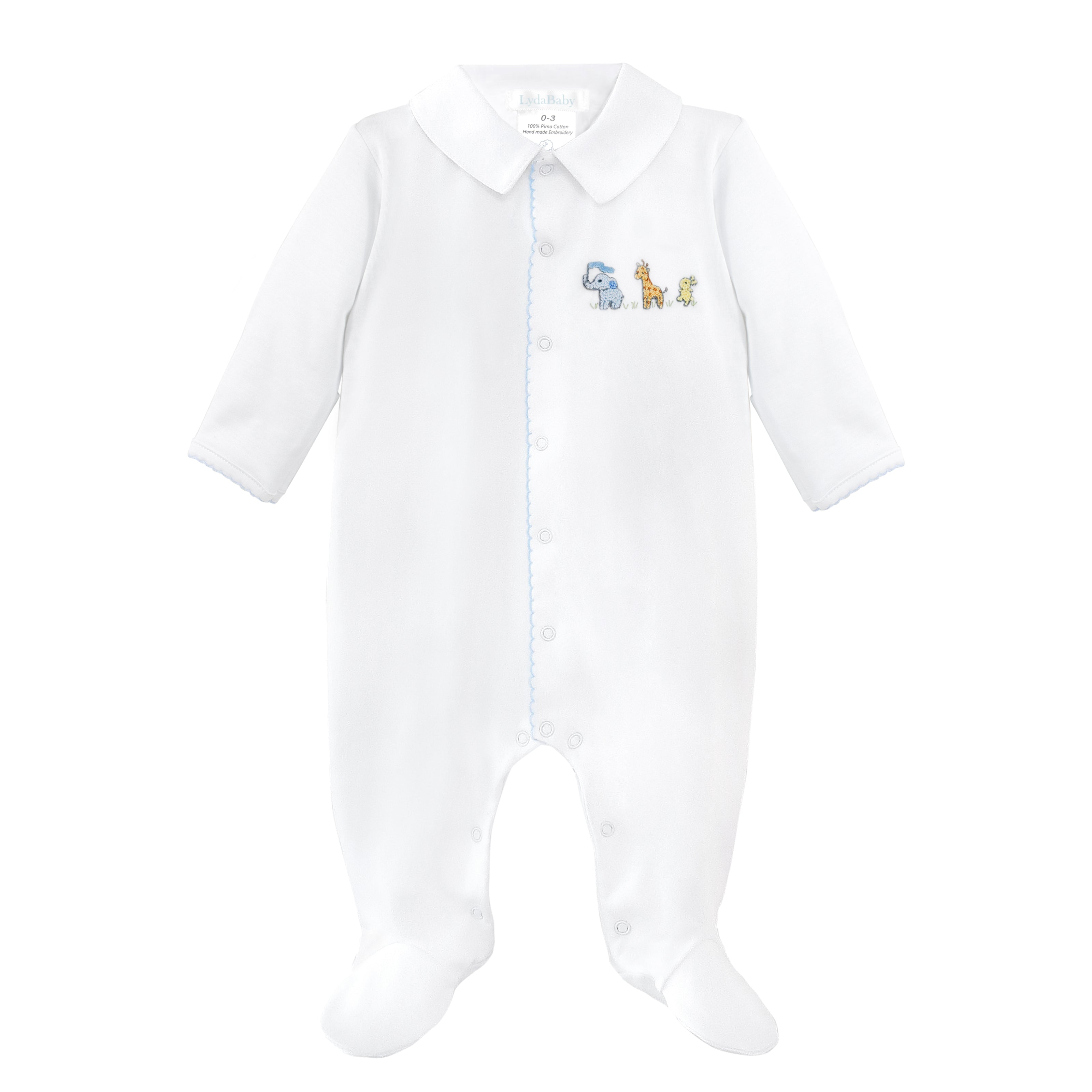 Baby Animals Embroidery Footie | Baby Boy