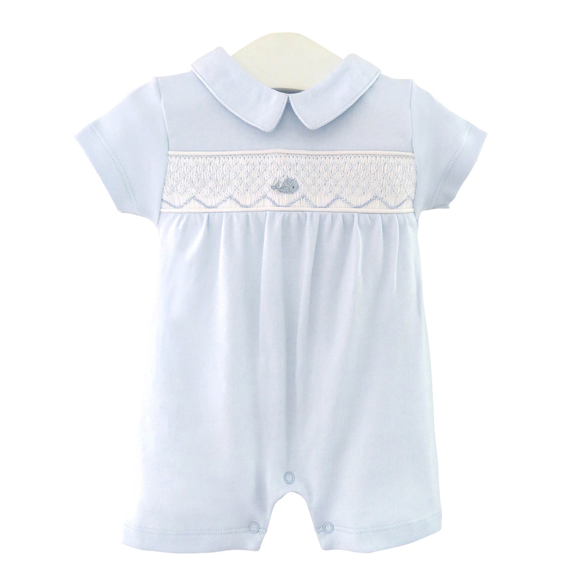 Cute Tiny Whales Smock Romper | Baby Boy