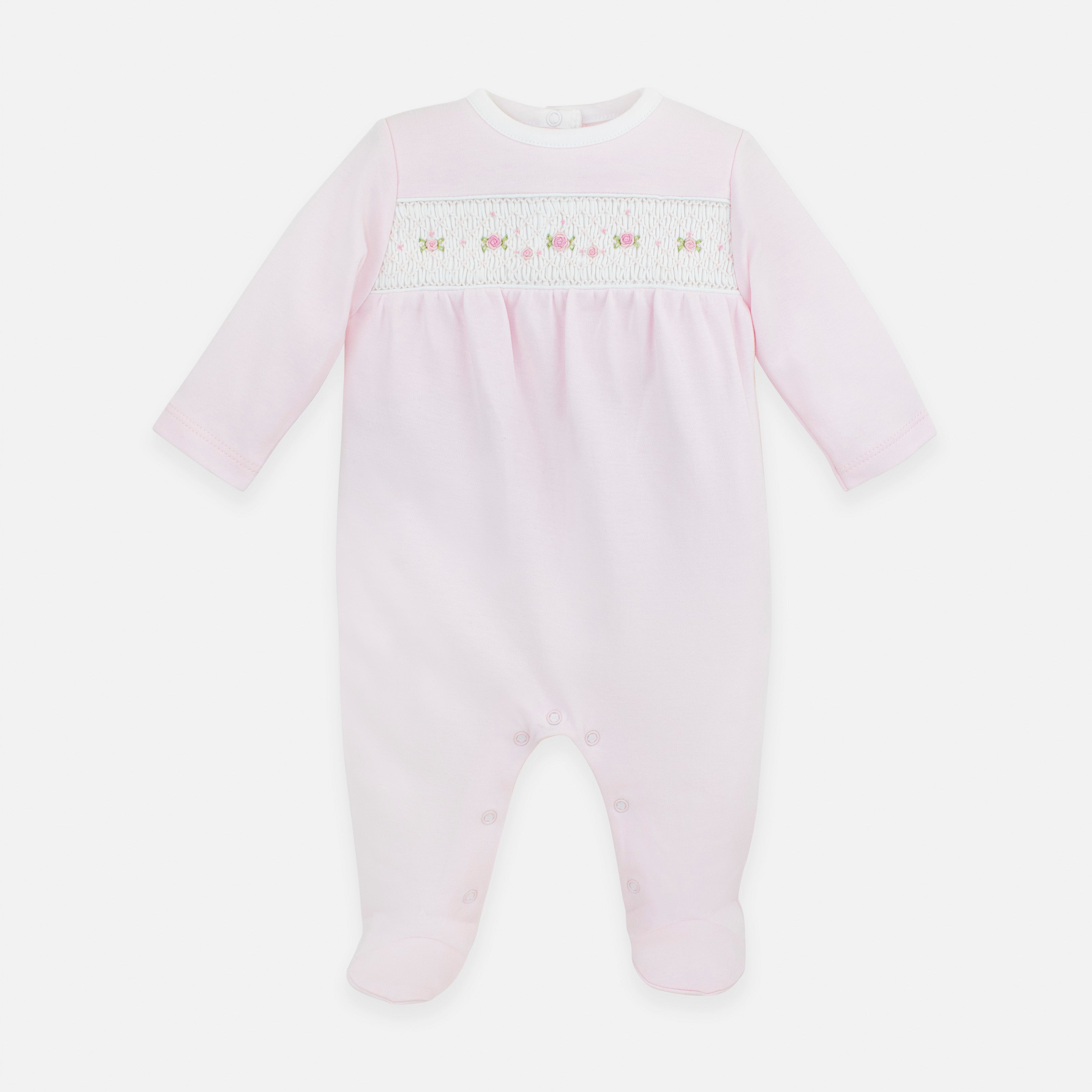 Smock Roses Embroidery  Footie | Baby Girl