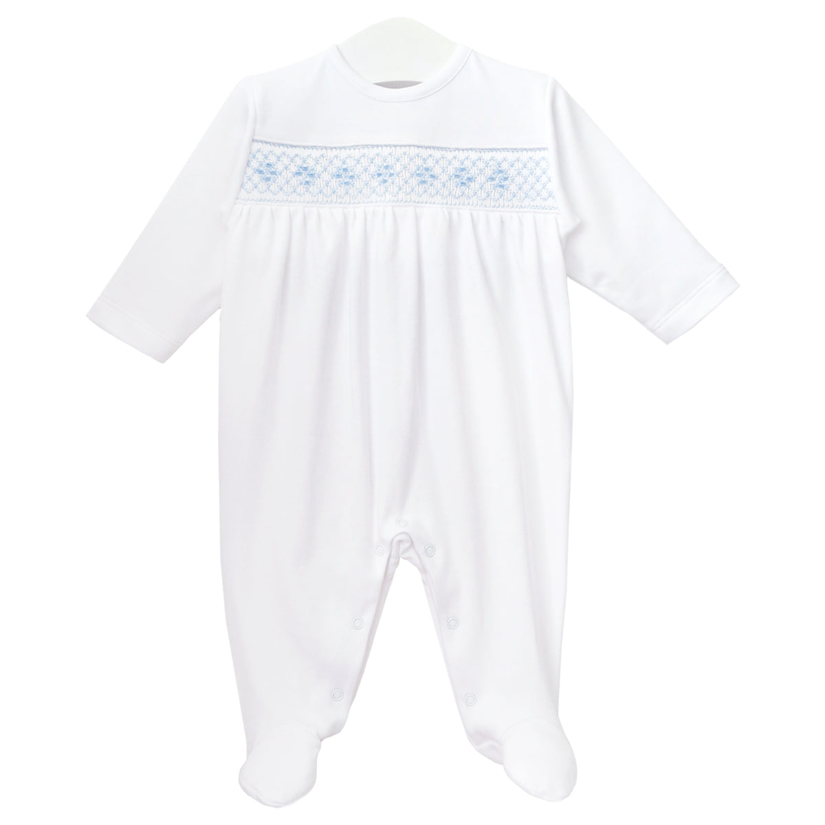 Smock Cotton Seeds Embroidery Footie |  Baby Boy