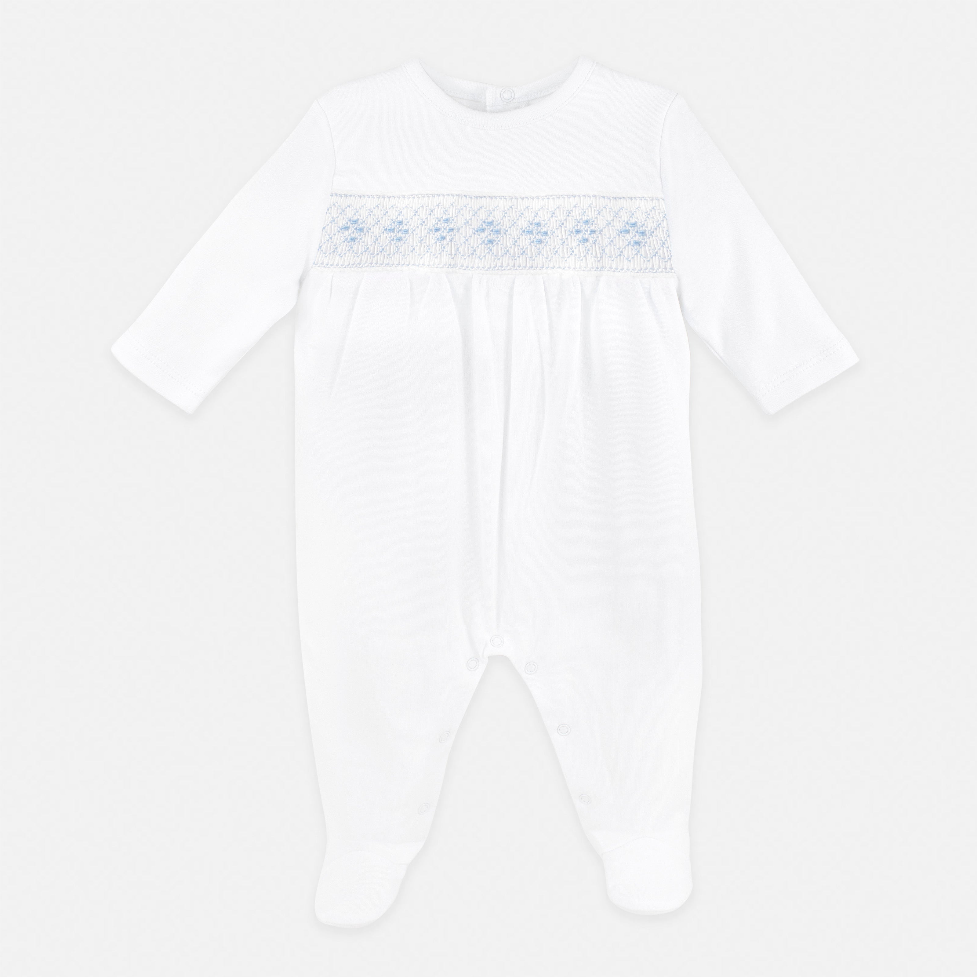 Smock Cotton Seeds Embroidery Footie |  Baby Boy