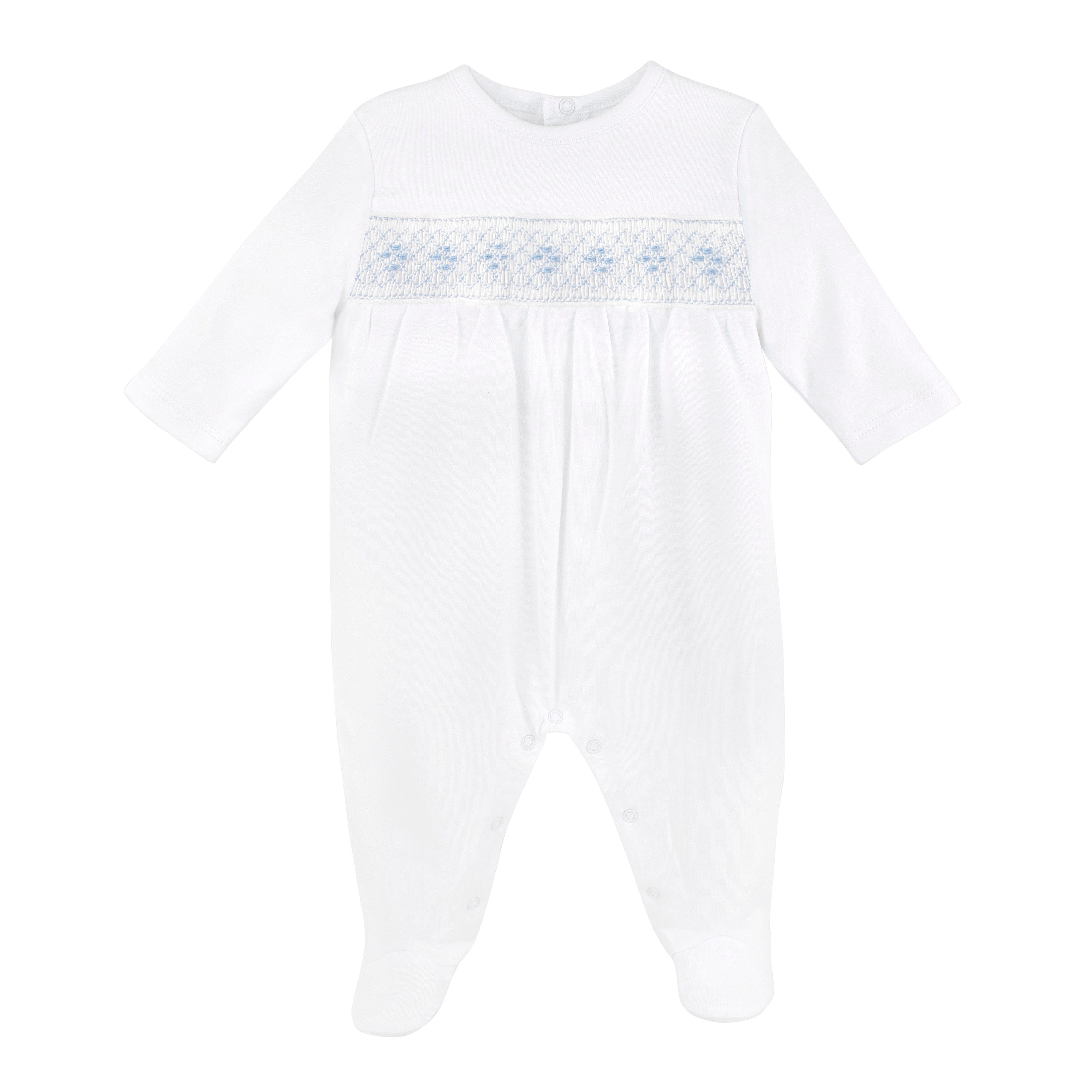 Smock Cotton Seeds Embroidery Footie |  Baby Boy