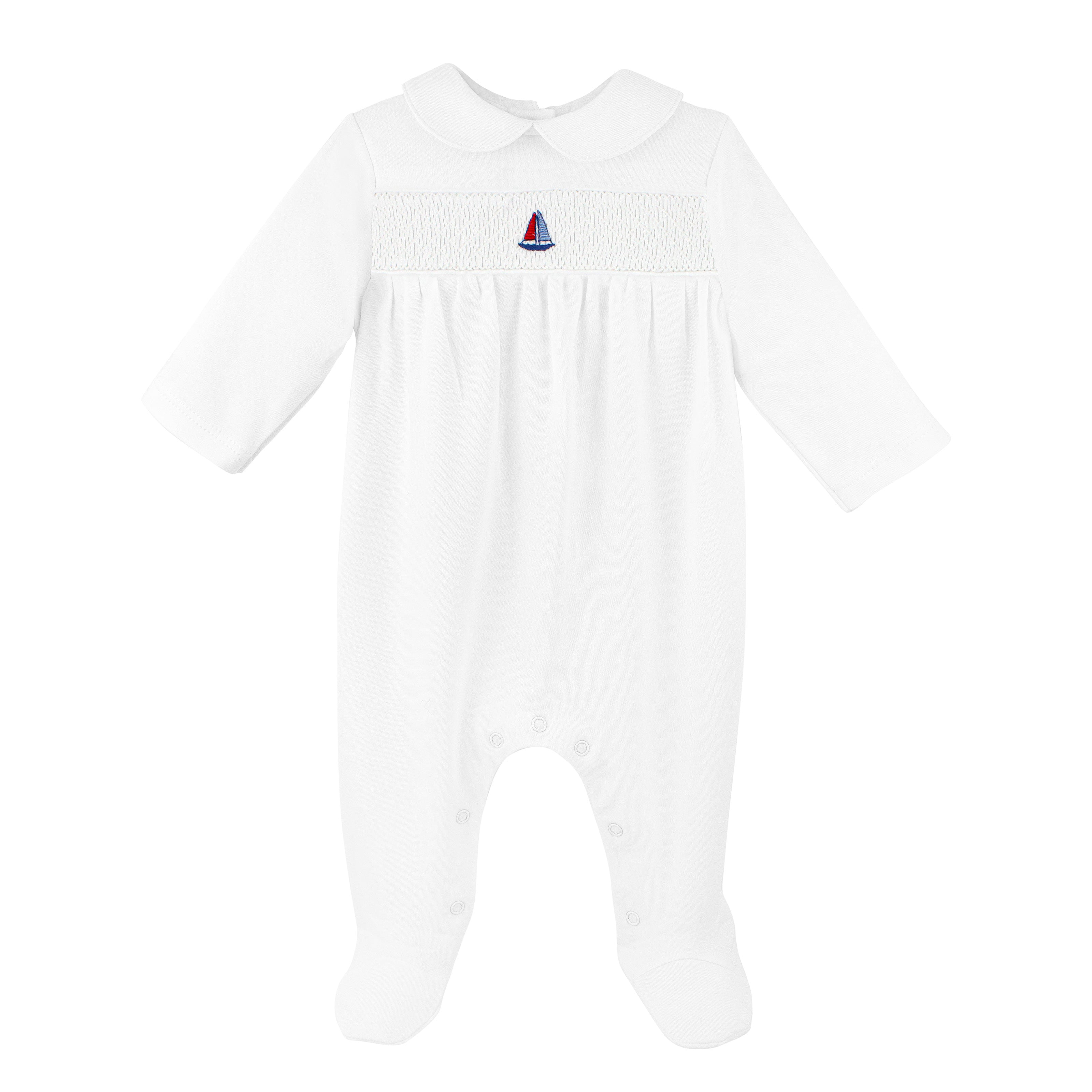 Sailing Boat Embroidery Footie | Baby Boy