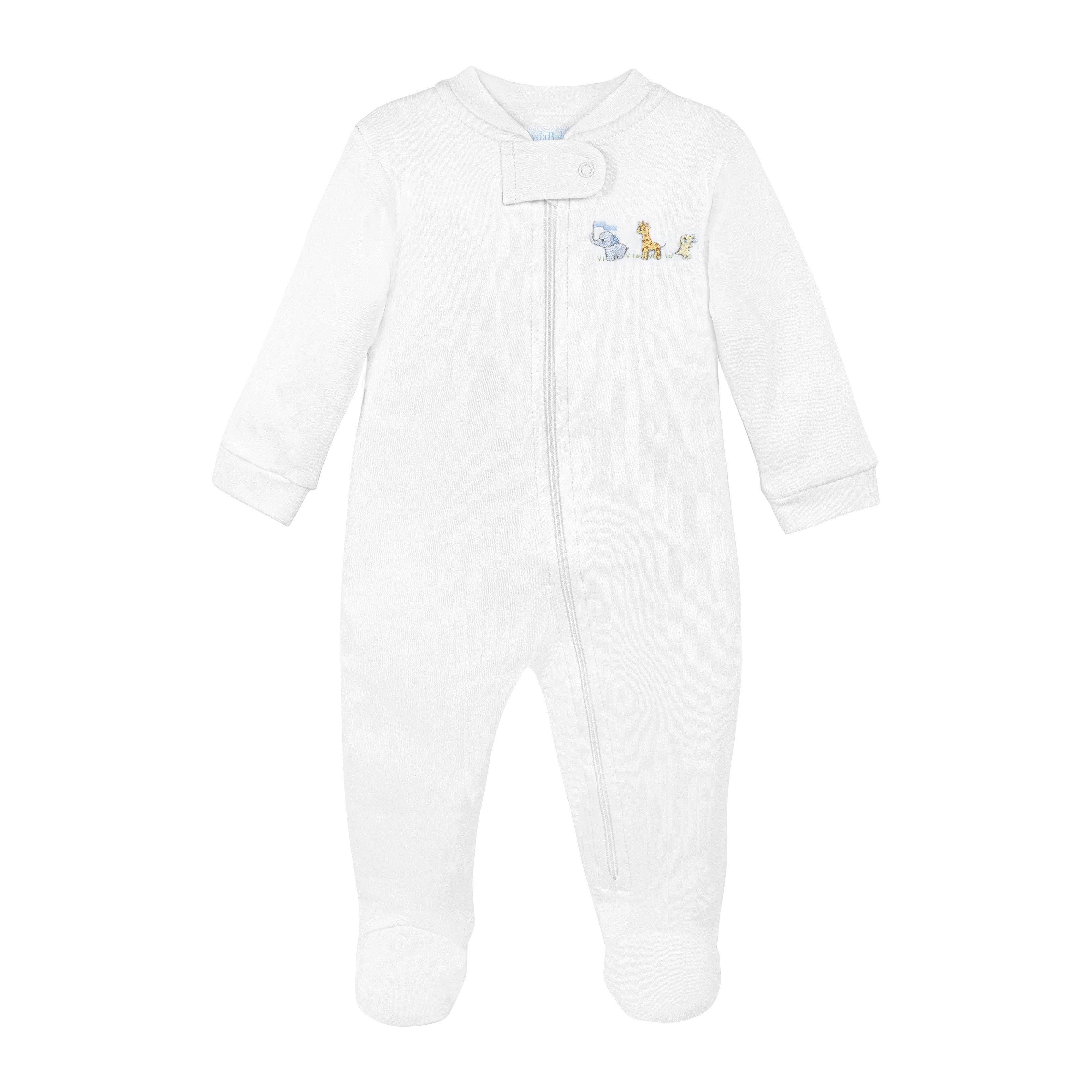Baby Animals Embroidery Zipper Footie | Baby Boy