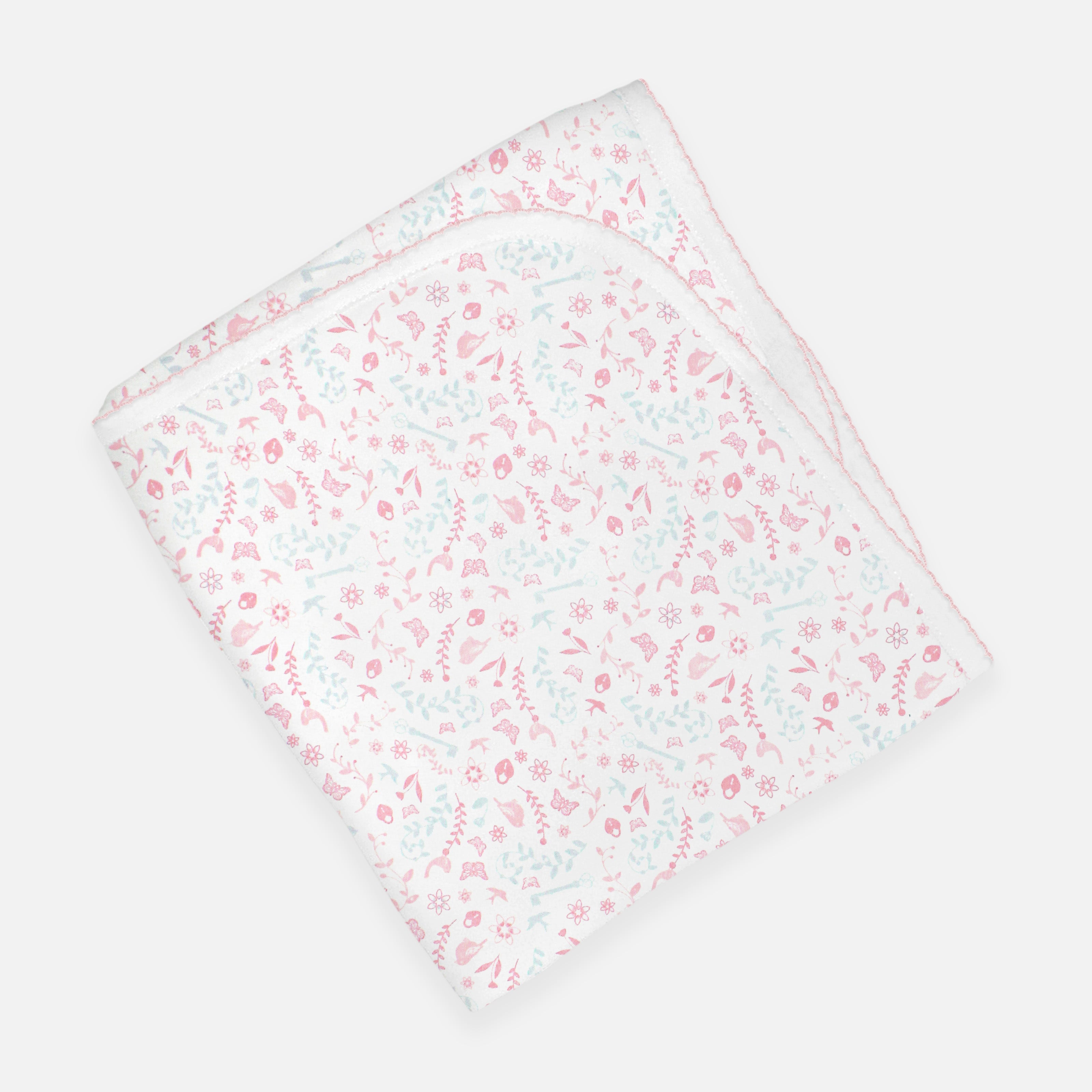 Birds and Flowers Printed Blanket |  Baby Girl