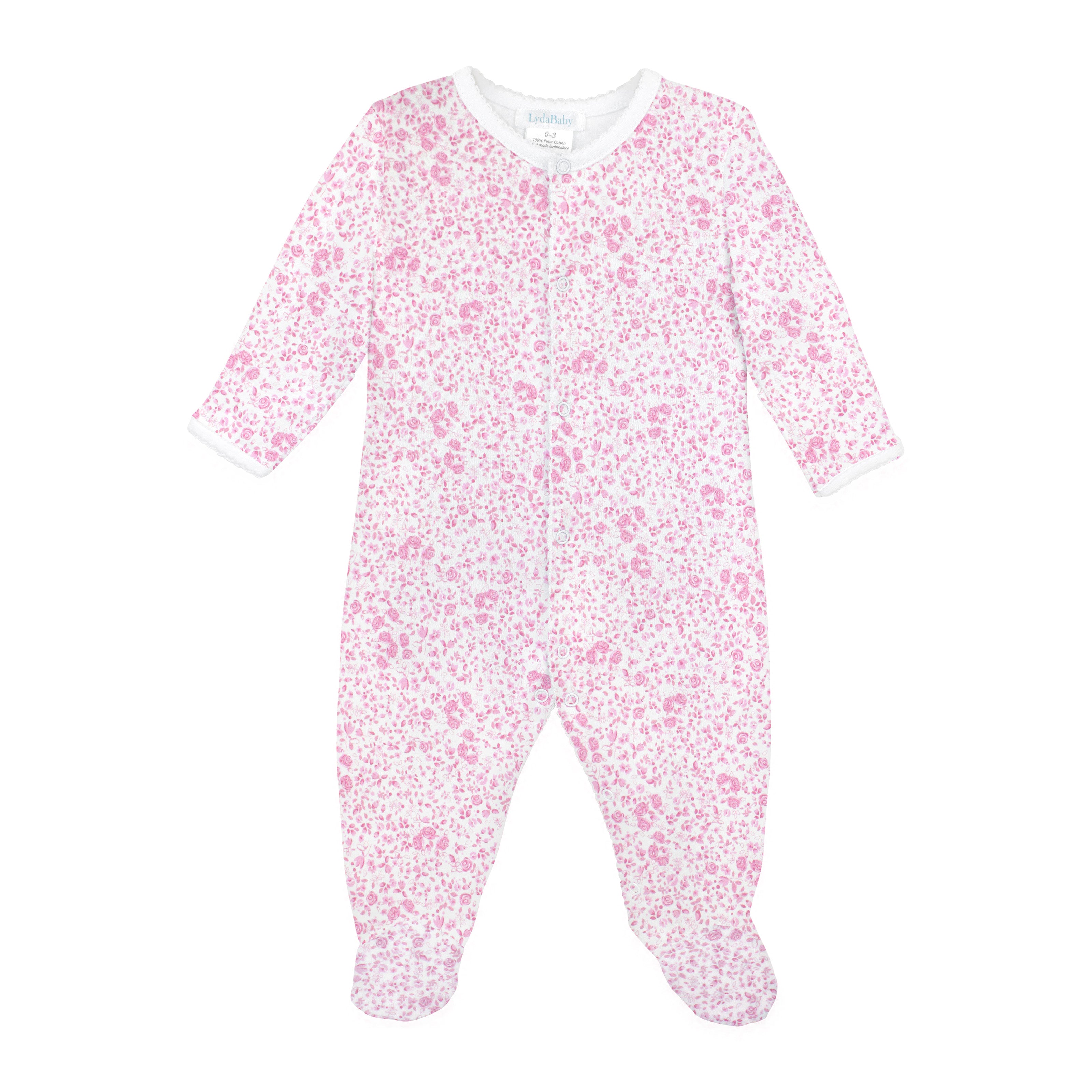 Pink Roses Garden Printed Footie | Baby Girl