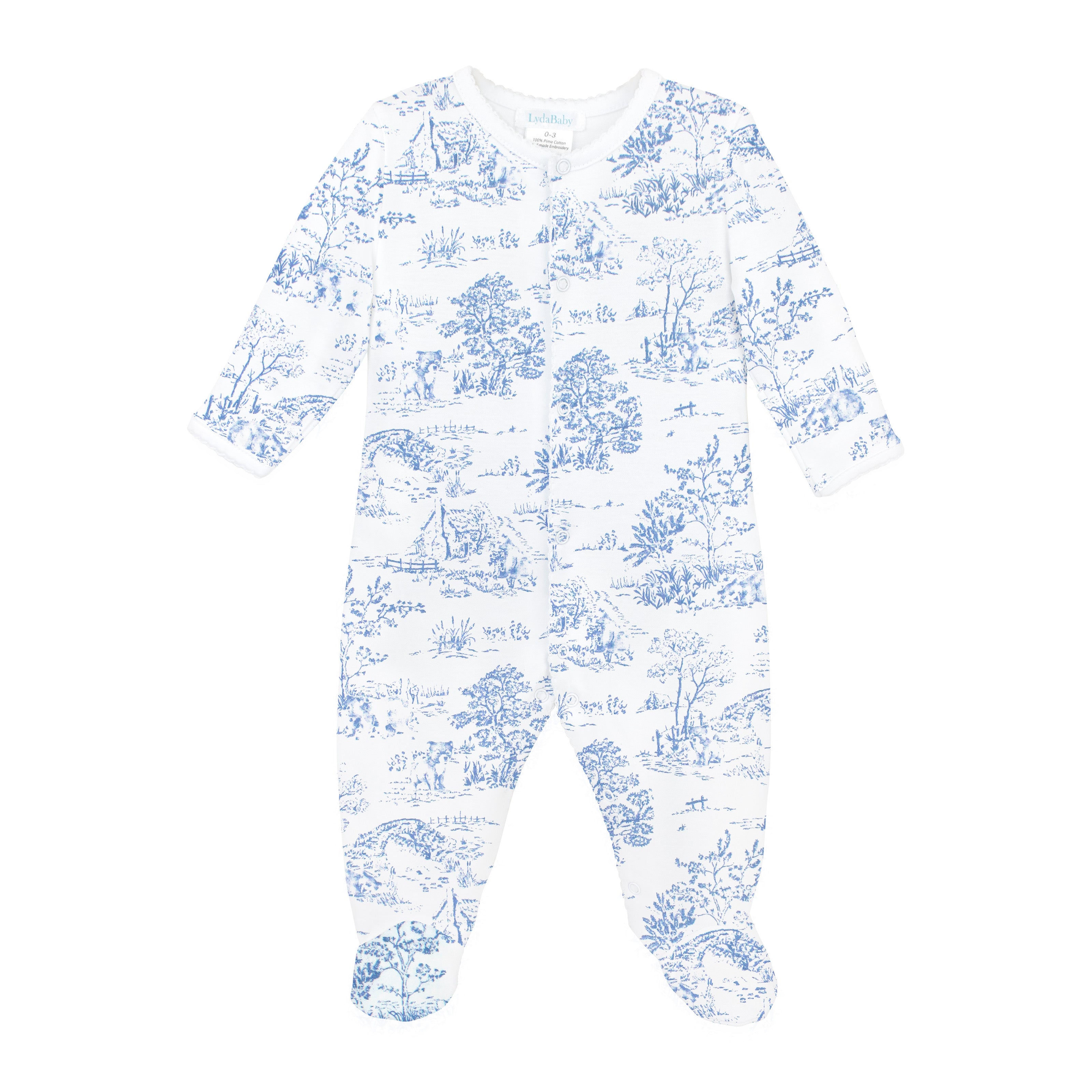 Toile de Jouy Printed Footie | Baby Girl