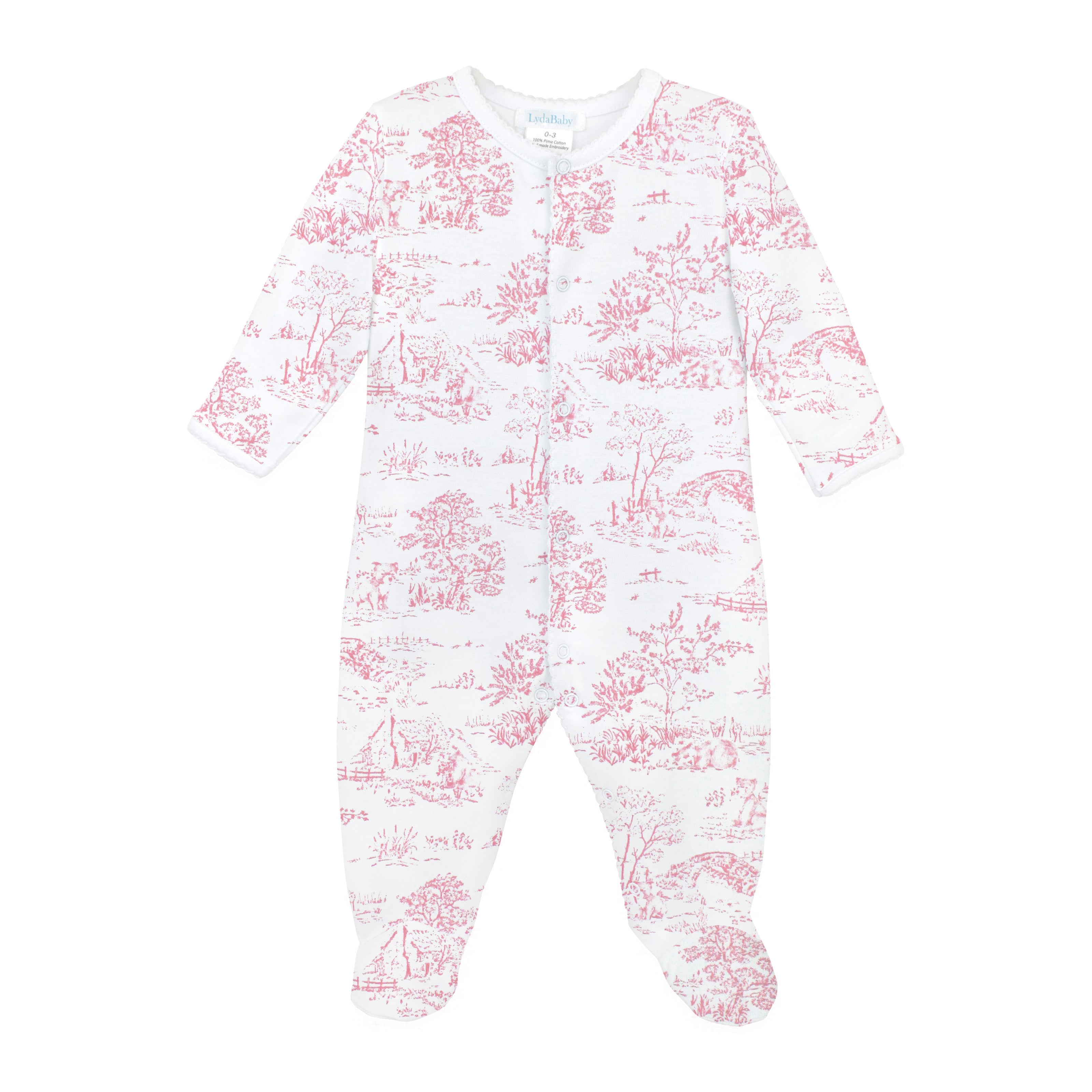 Toile de Jouy Printed Footie |  Baby Girl