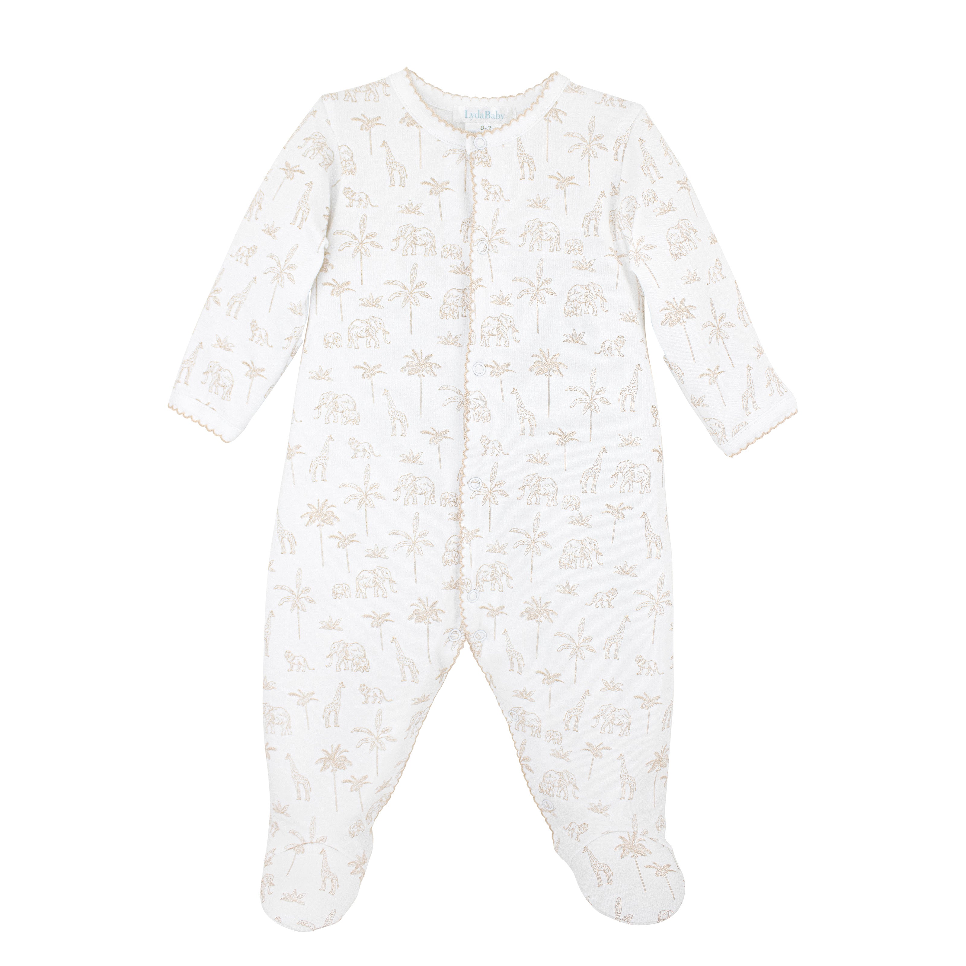Safari Toile de Jouy Printed Footie | Baby Unisex