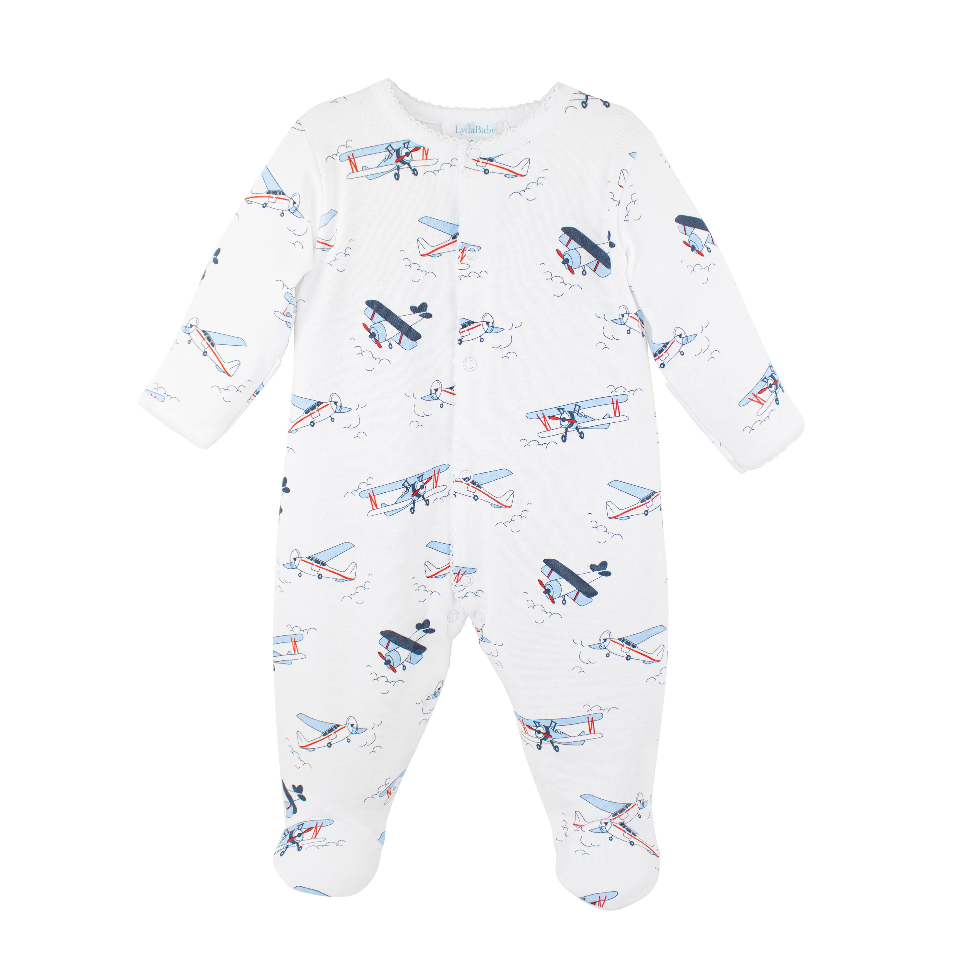 Vintage Airplanes Printed Footie | Baby Boy