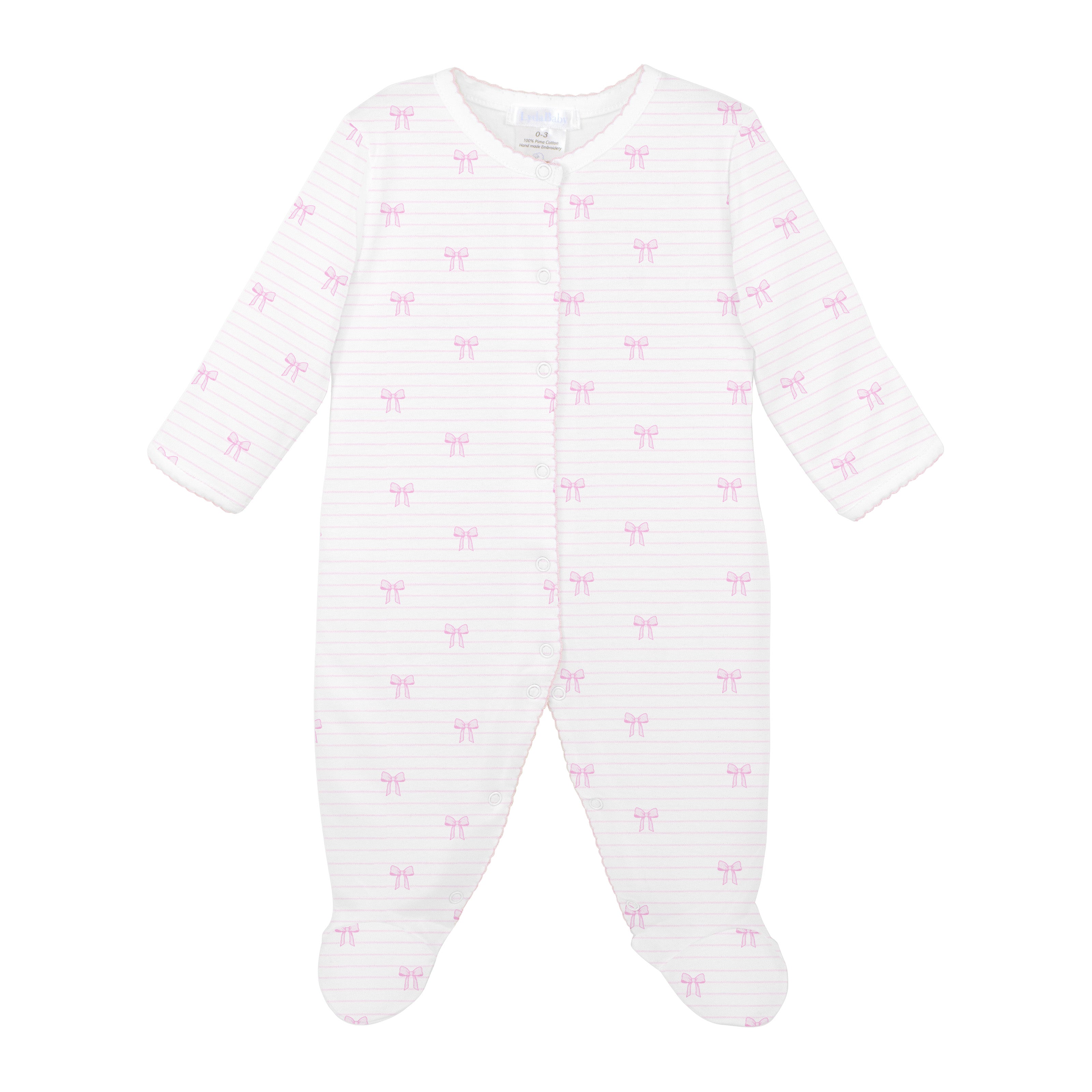 Bows and Stripes Printed Footie | Baby Girl