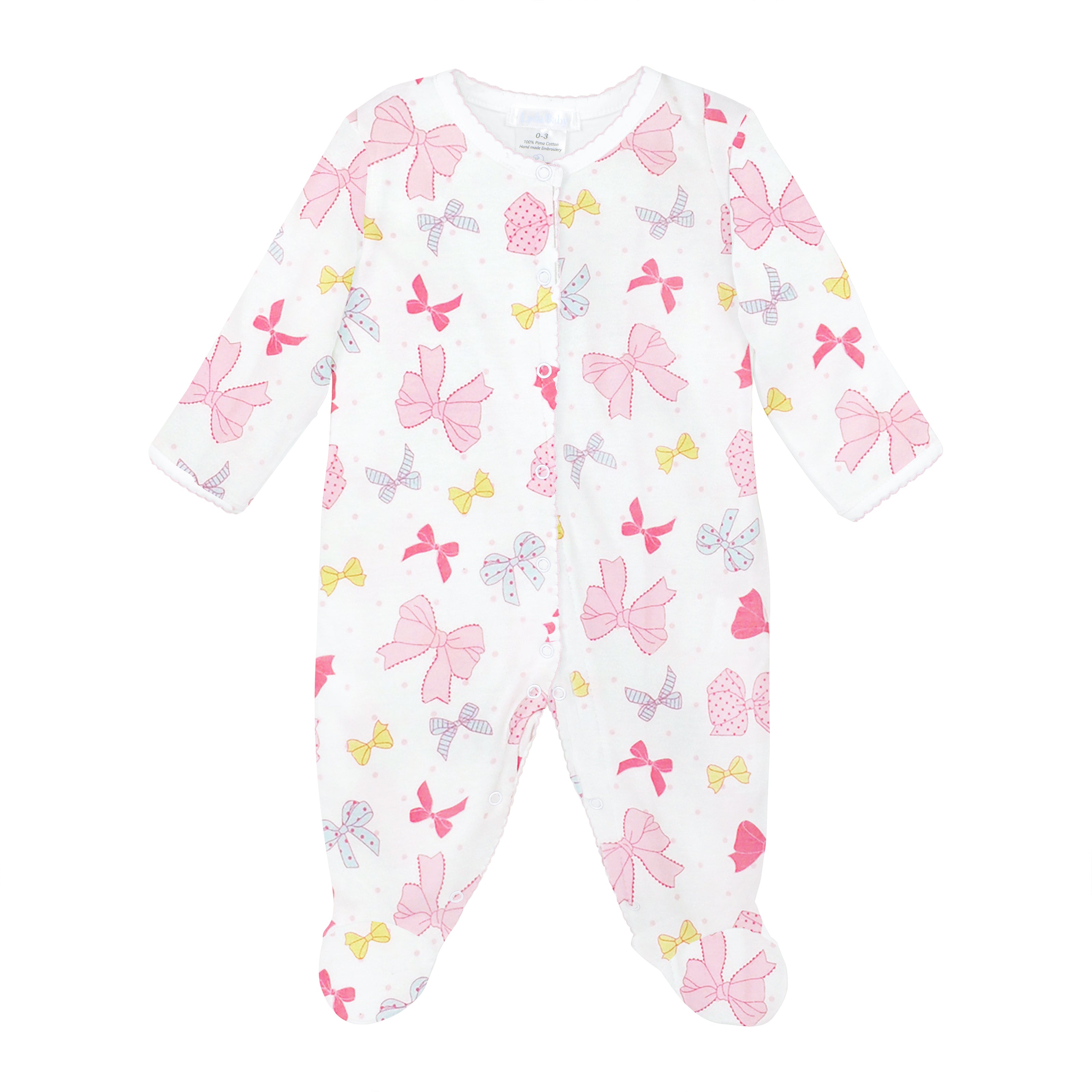 All Bows Printed Footie | Baby Girl
