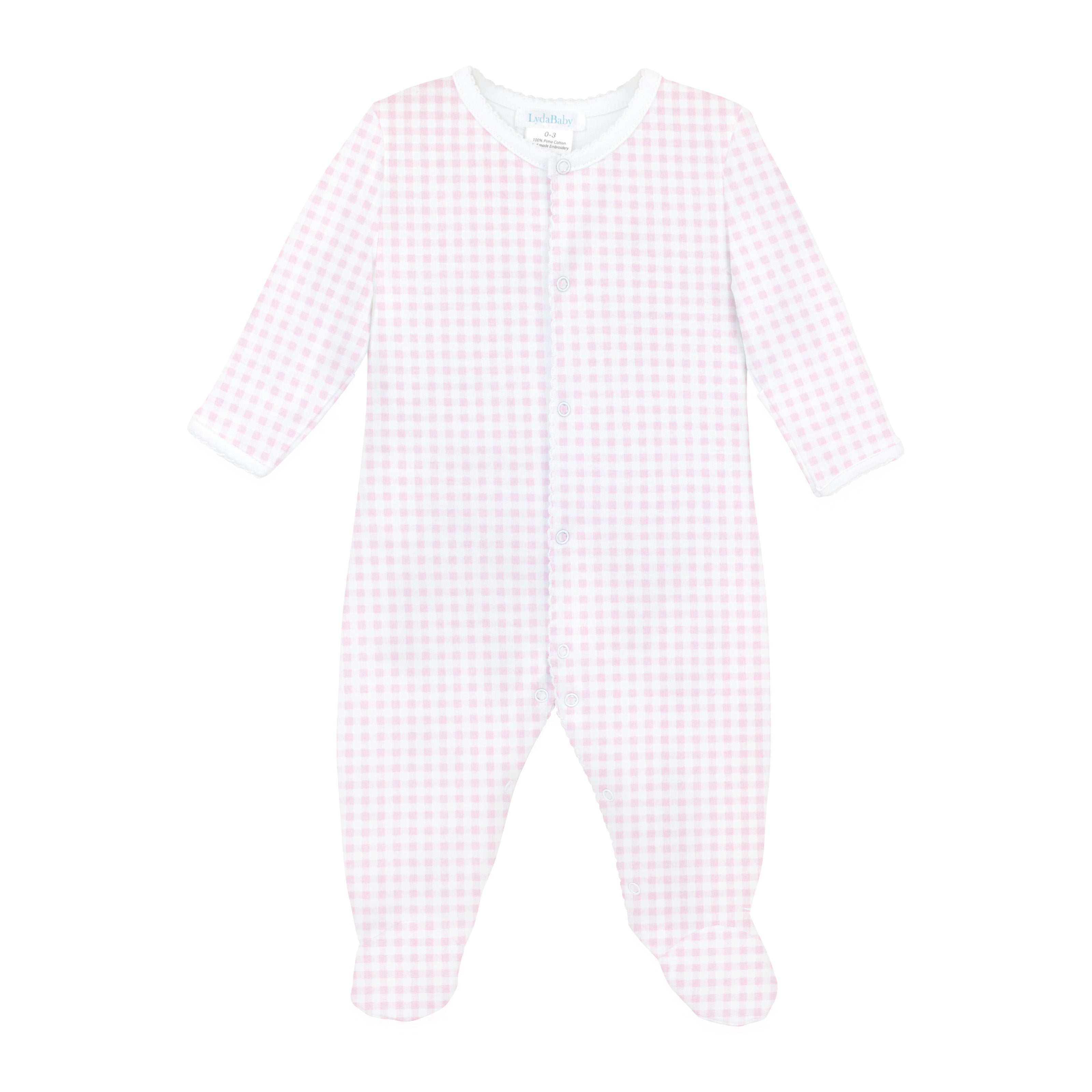 Pink Vichy Printed Footie | Baby Girl