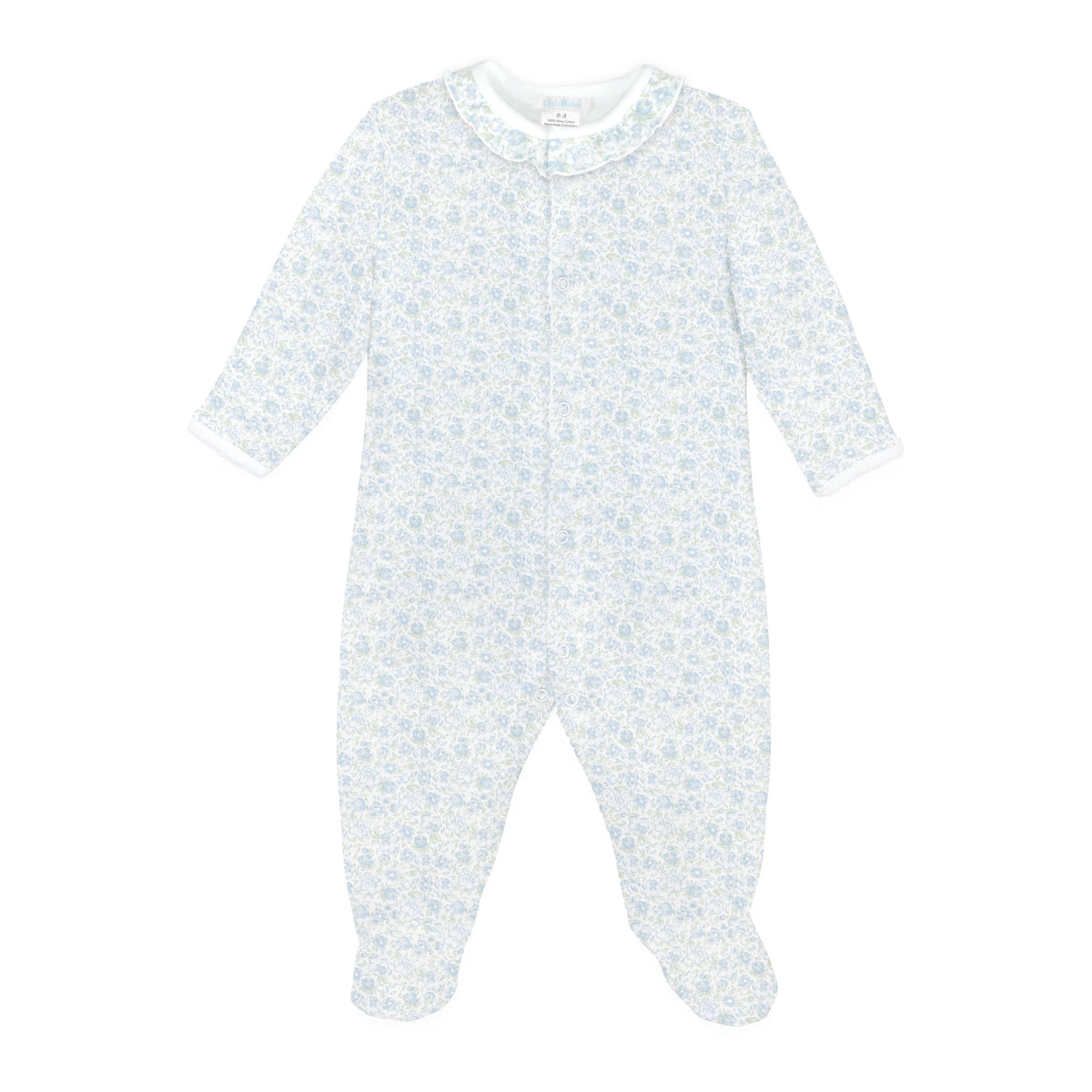 Elegant Blue Floral Printed Footie | Baby Girl