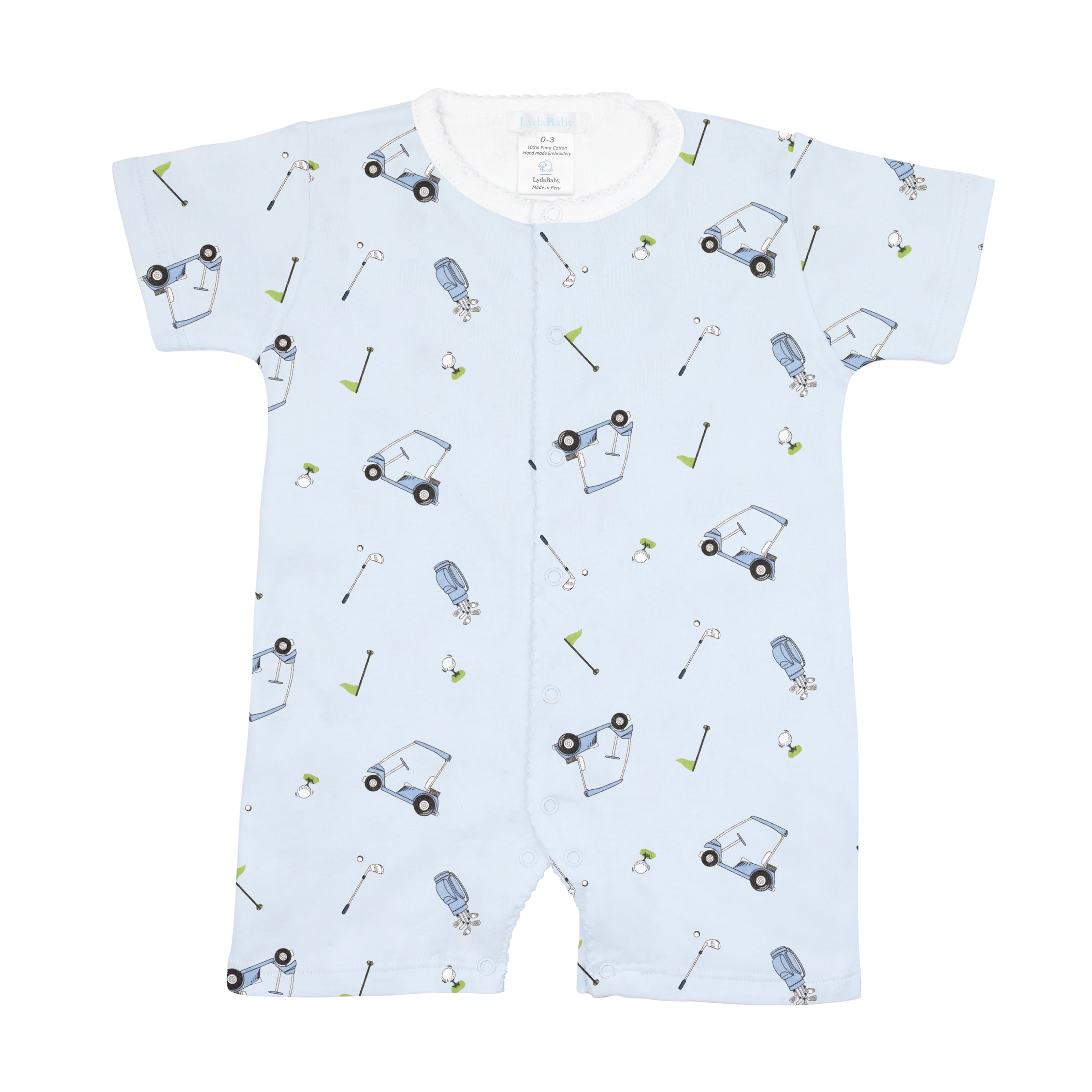 Light Blue Golf Game Printed Romper | Baby Boy