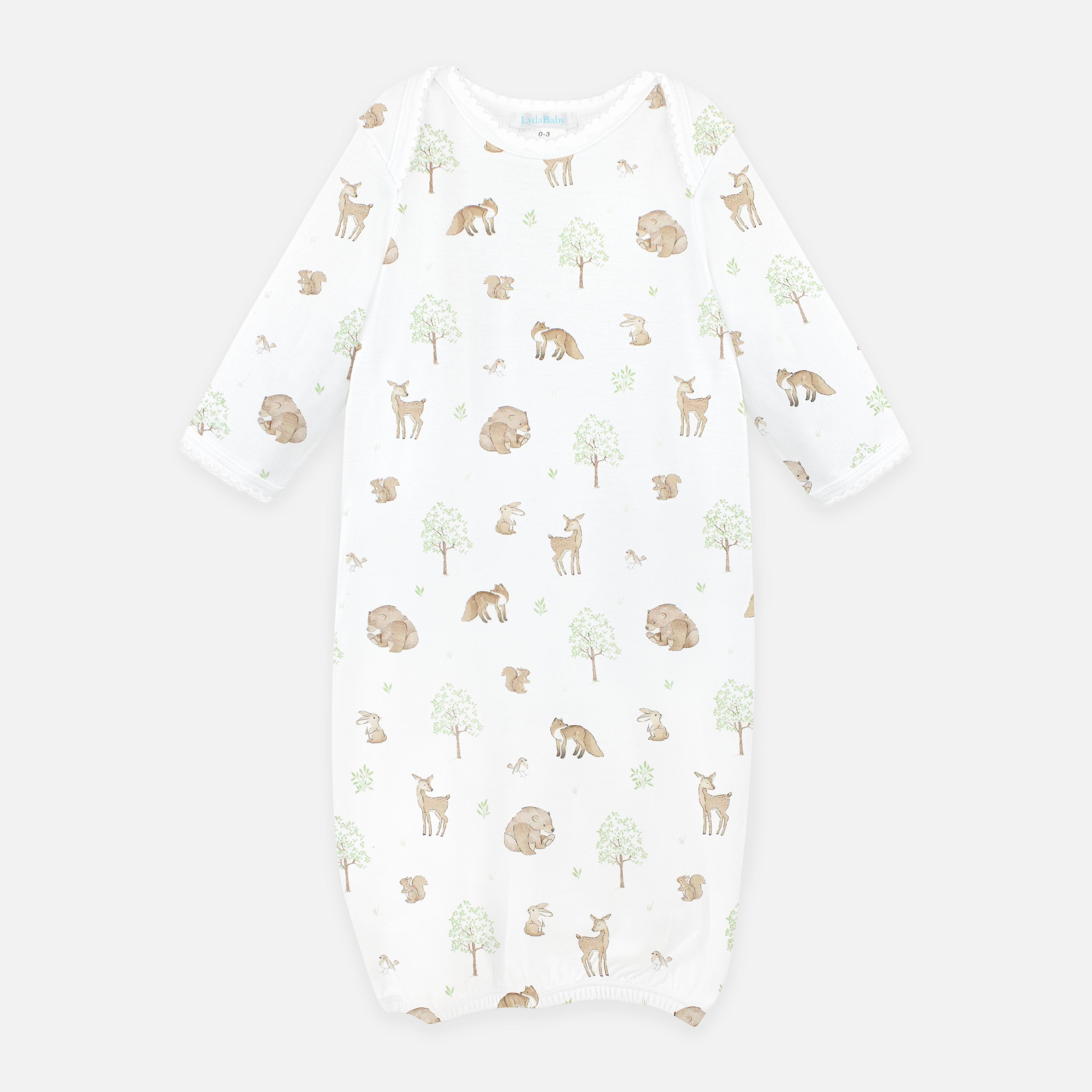 Woodland Friends Printed Gown | Baby Unisex