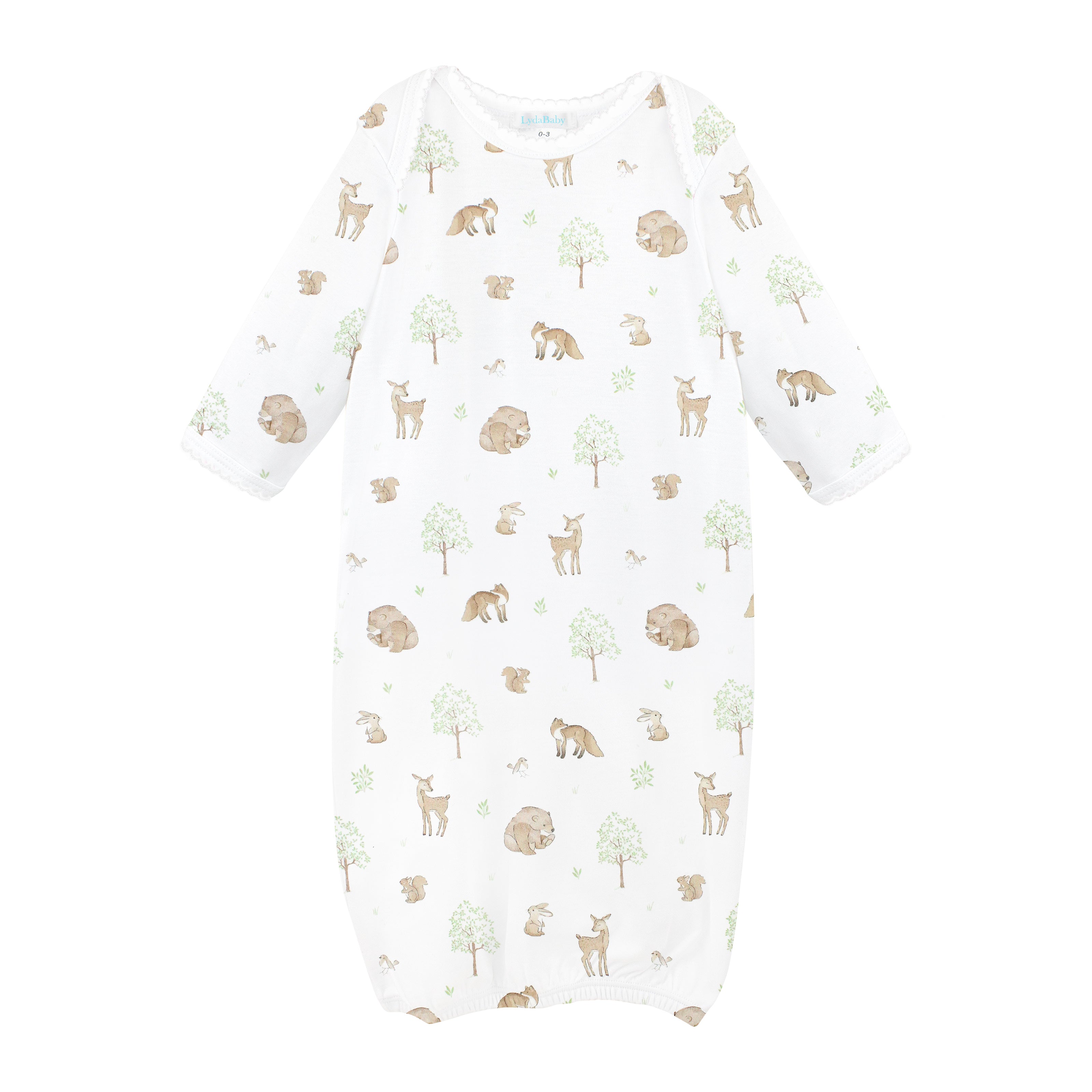 Woodland Friends Printed Gown | Baby Unisex