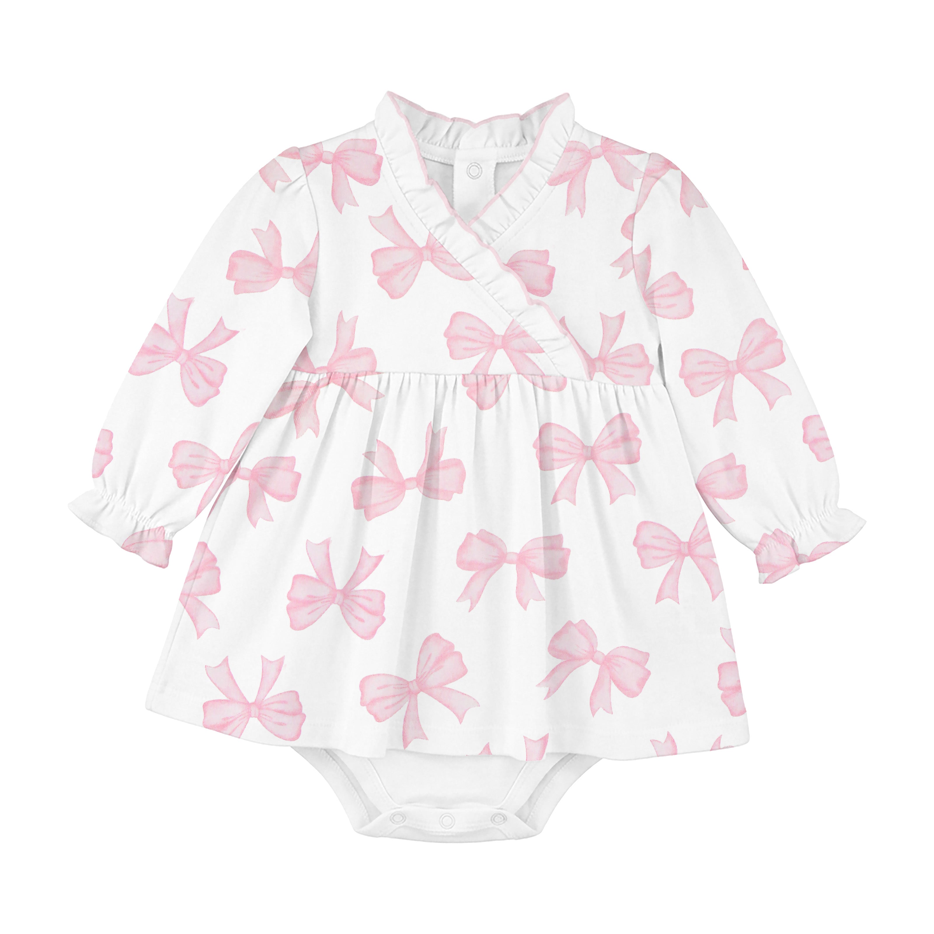 Watercolor Bows Printed Dress | Baby Girl
