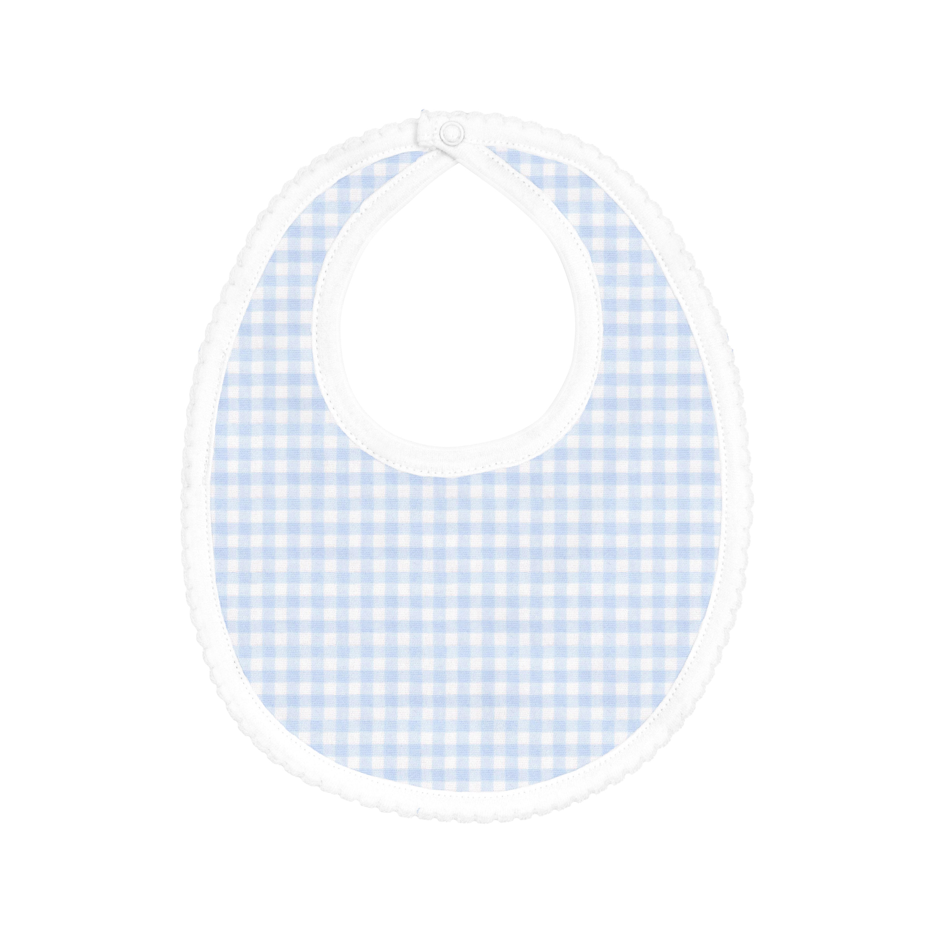Light Blue Gingham Printed Bib | Baby Boy