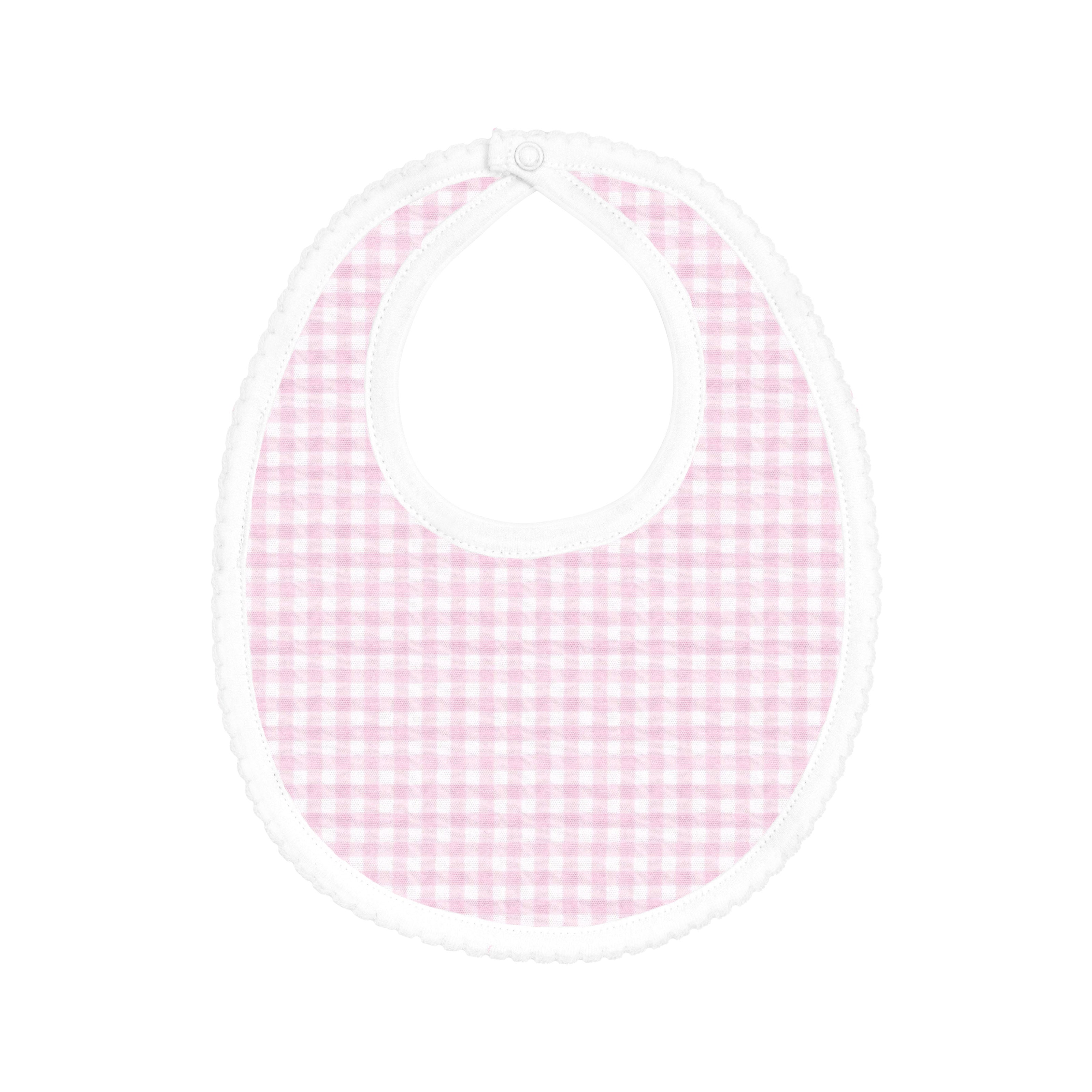 Pink Gingham Printed Bib | Baby Girl