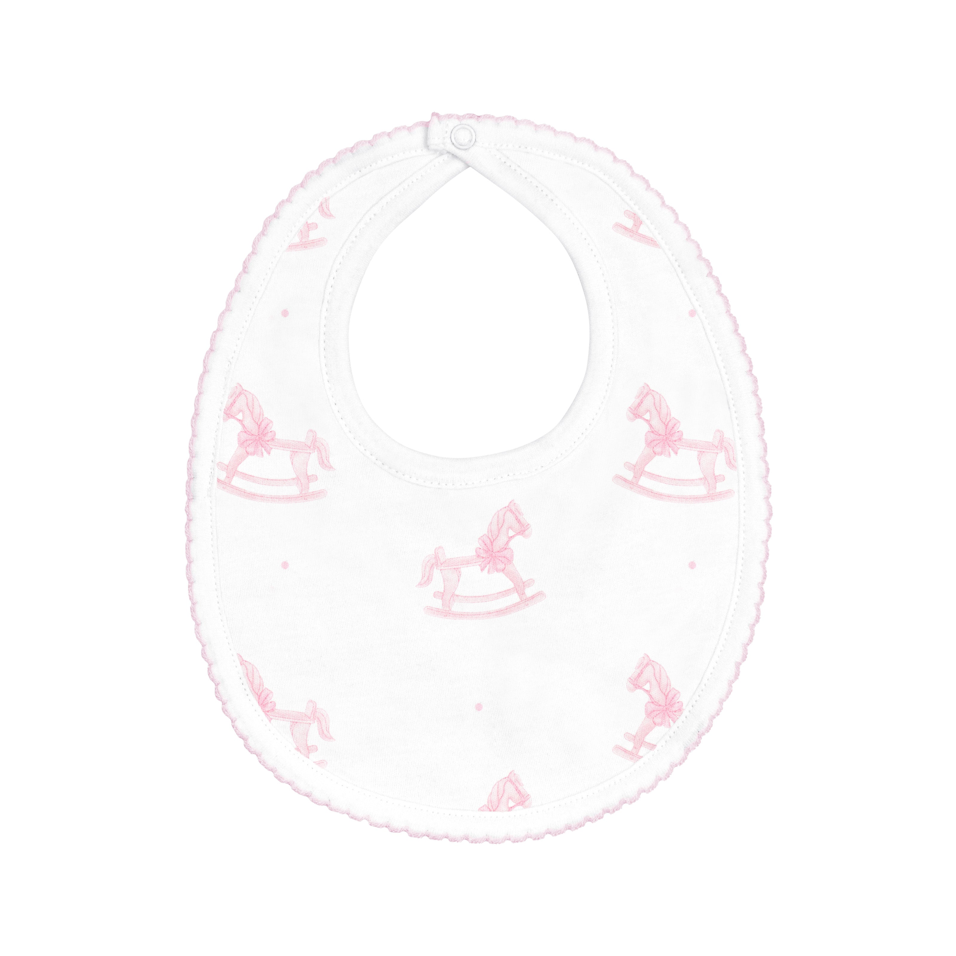 Wooden Rocking Horse Printed Bib | Baby Girl