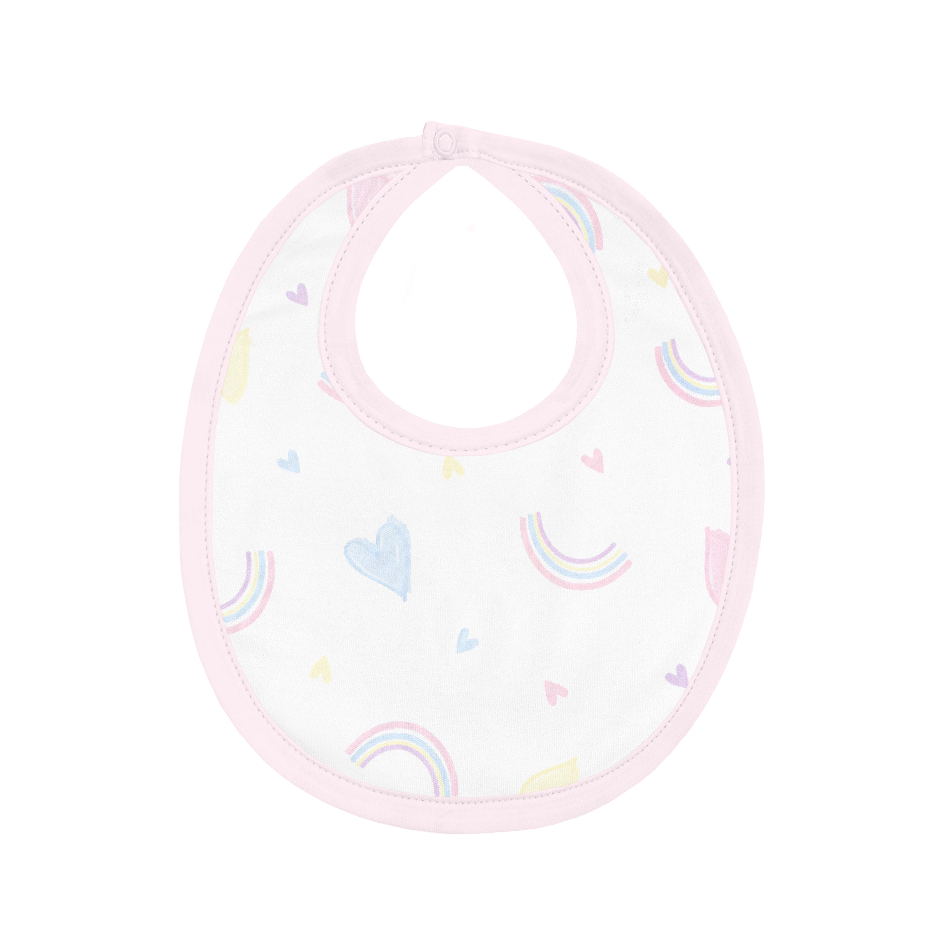 Hearts and Rainbows Printed Bib | Baby Girl