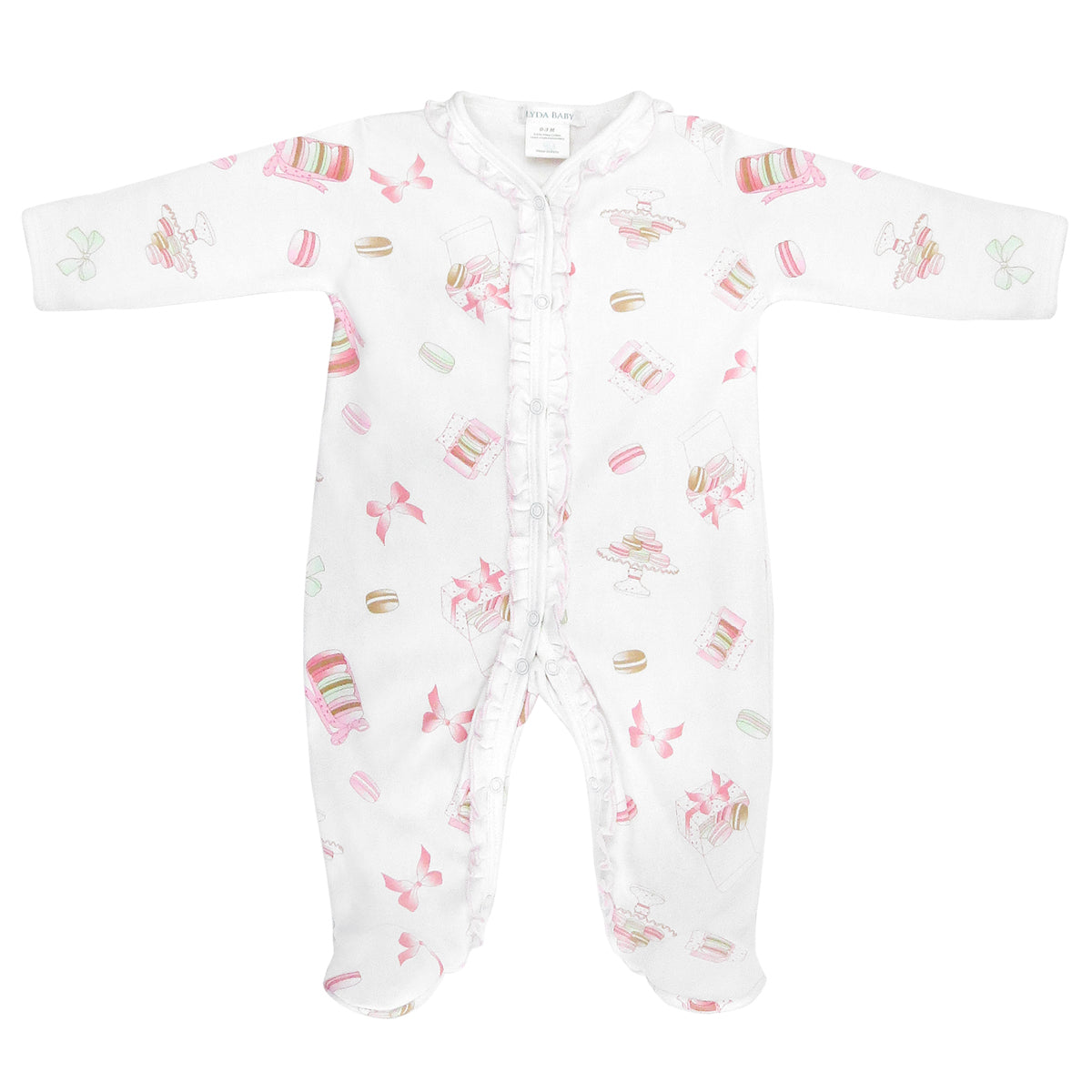 Macaroons and Bows Printed Footie | Baby Girl