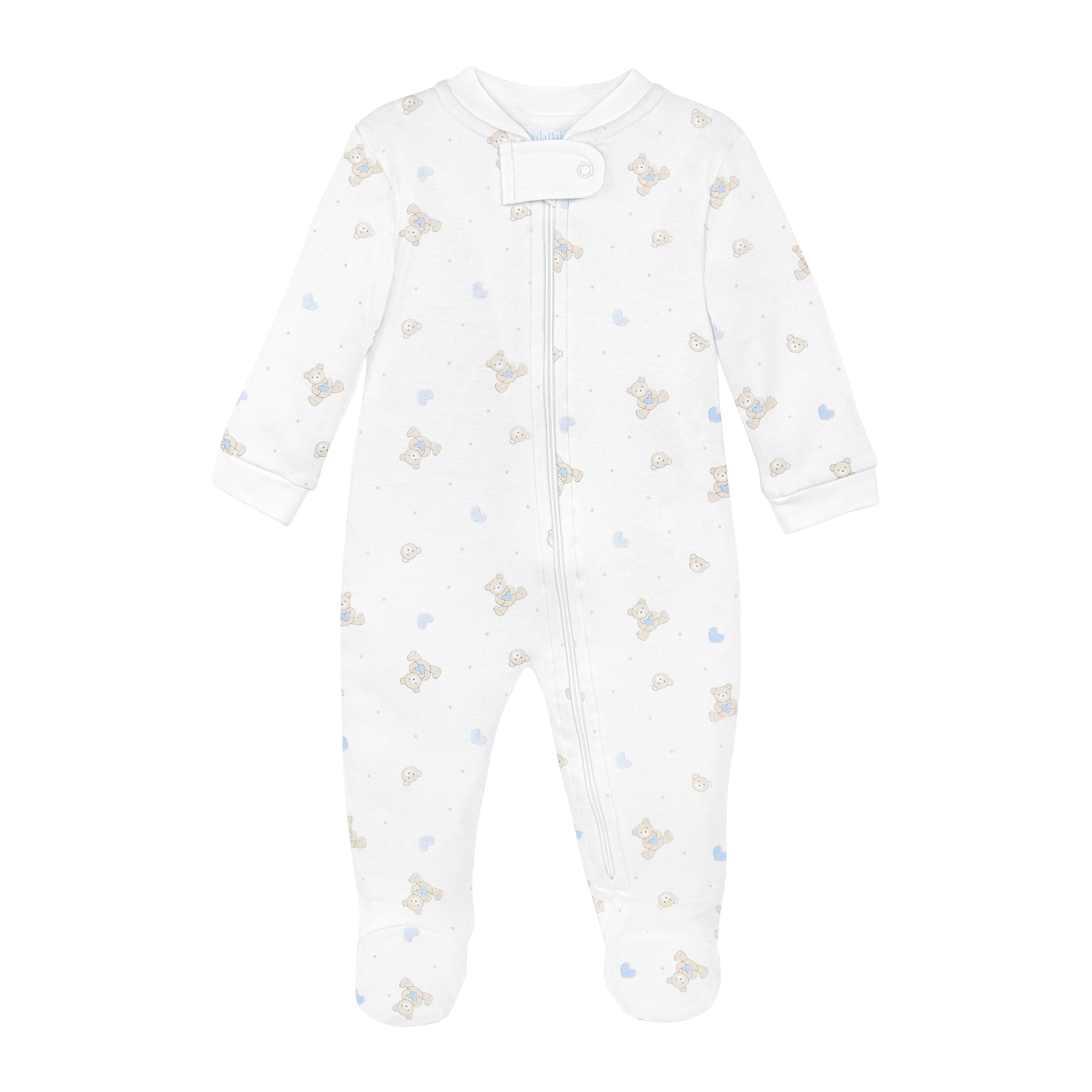 Love Teddy Printed Zipper Footie |  Baby Boy