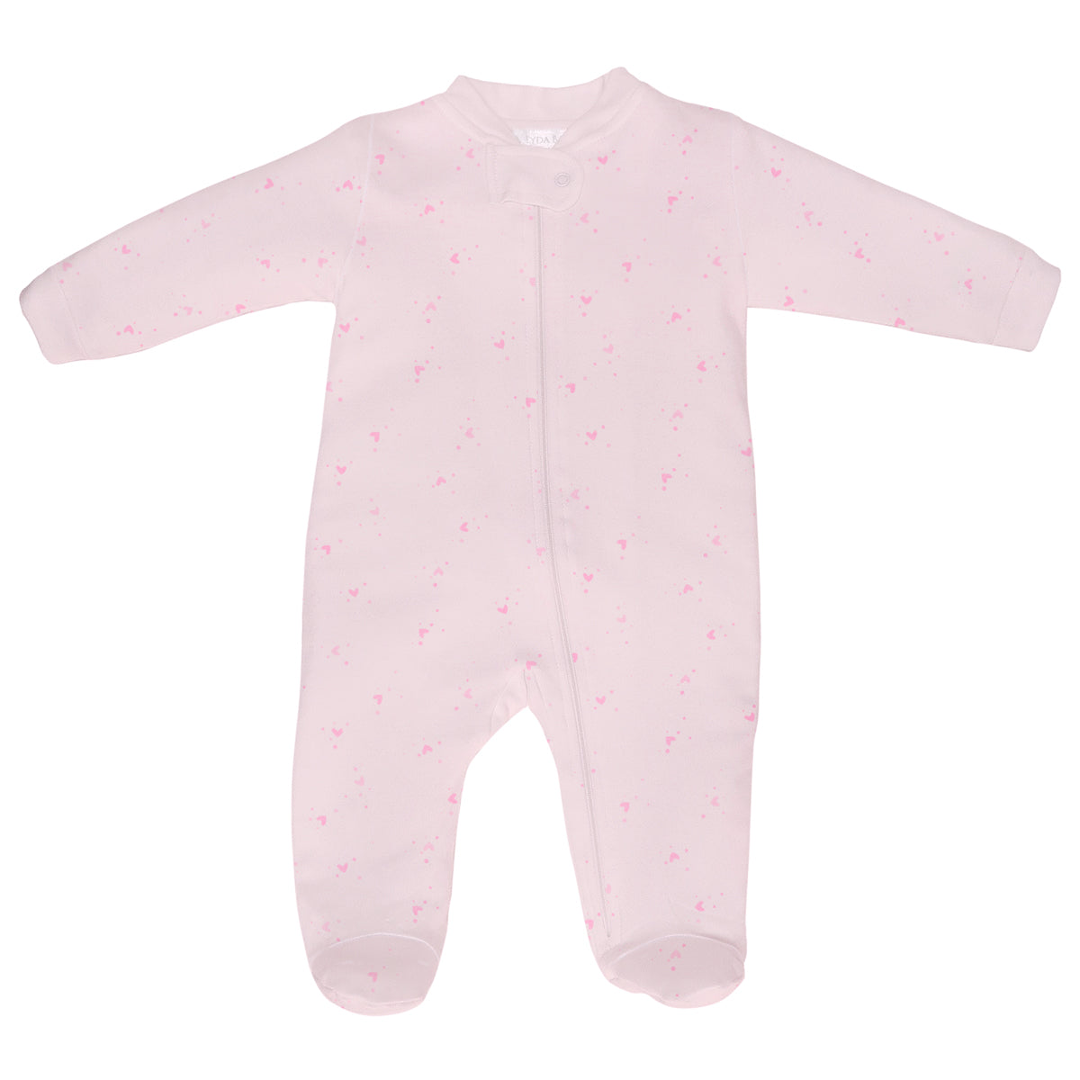 Pink Bubble Hearts Printed Zipper Footie | Baby Girl