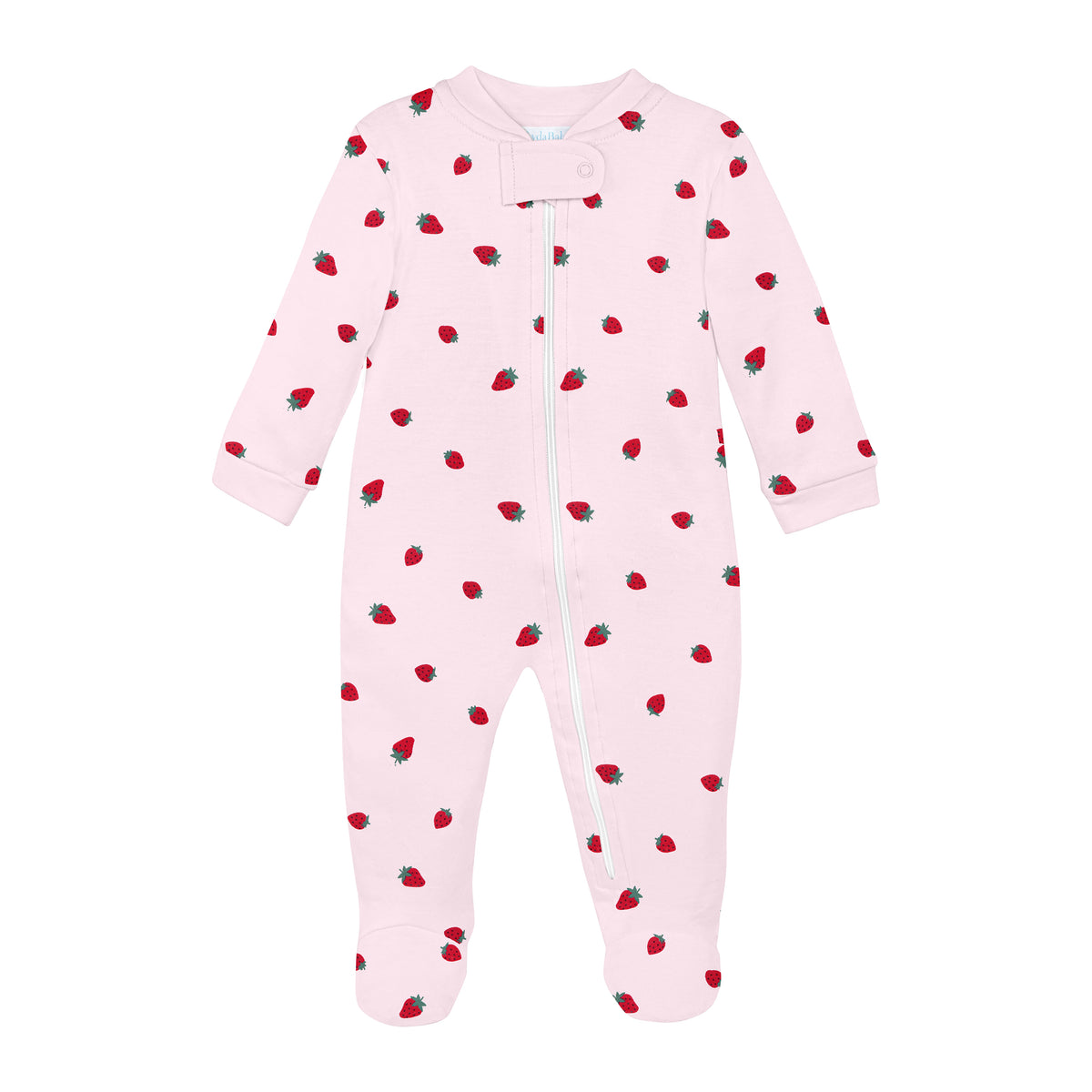 Strawberries Printed Zipper Footie | Baby Girl