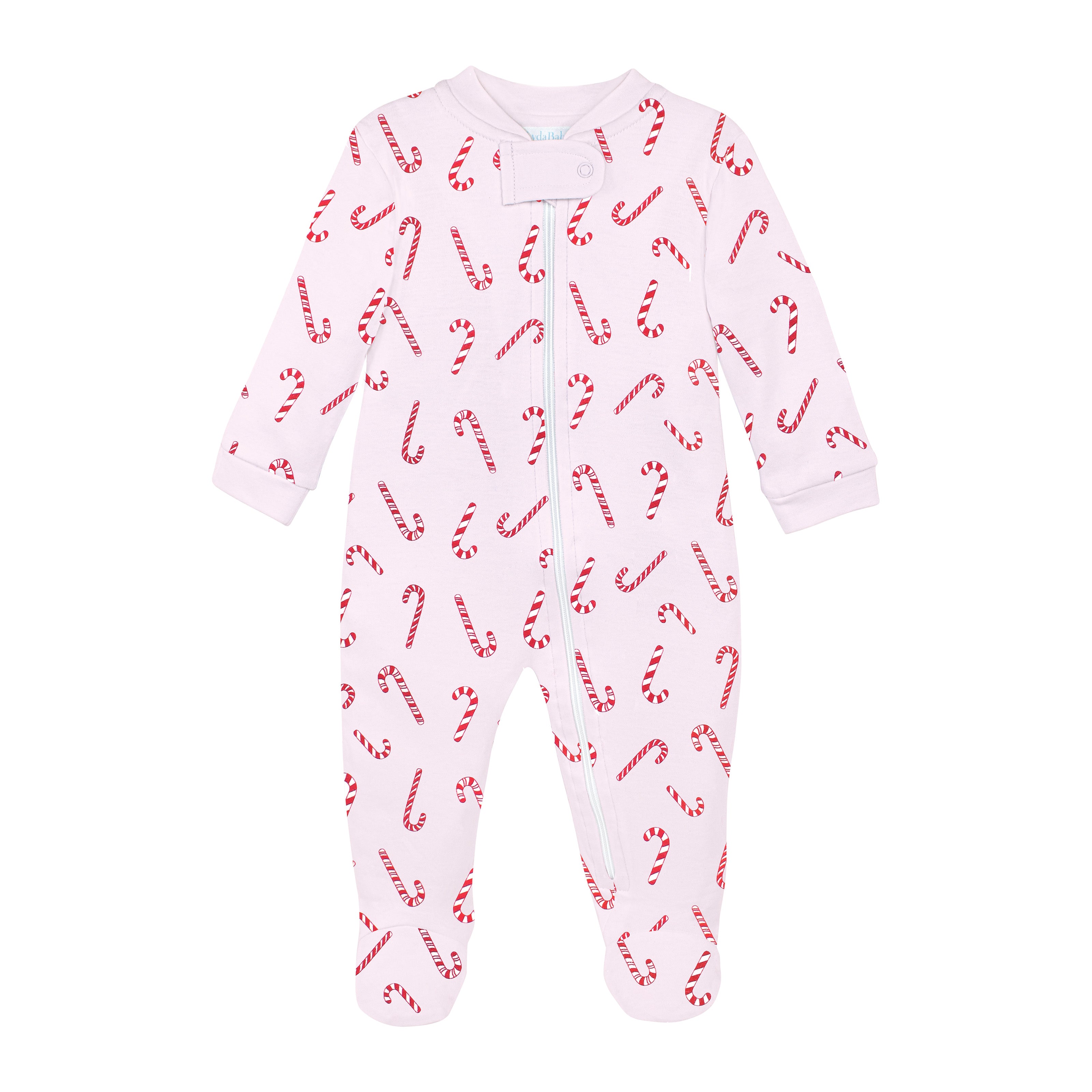 Candy Cane Printed Zipper Footie | Baby Girl