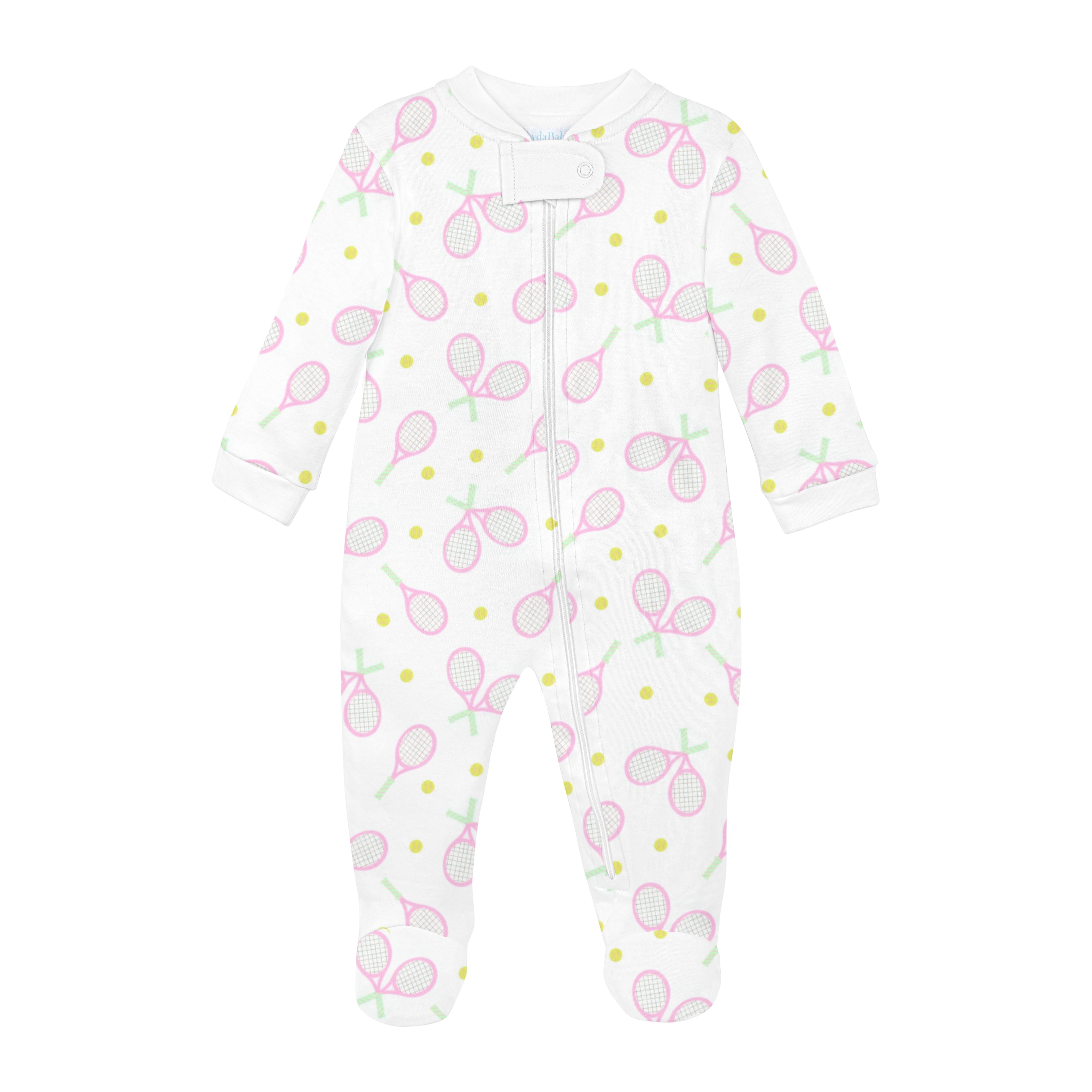Game Set Match Printed Zipper Footie | Baby Girl