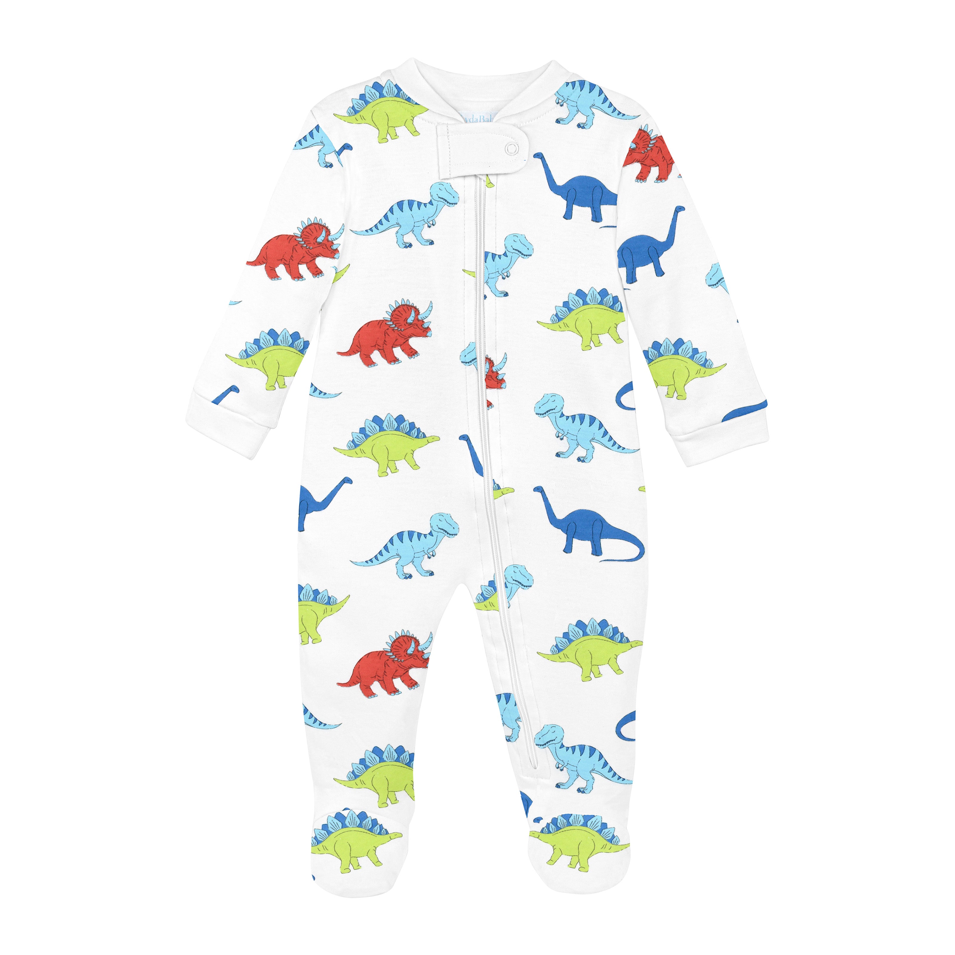 Colorful Dino Printed Zipper Footie | Baby Boy