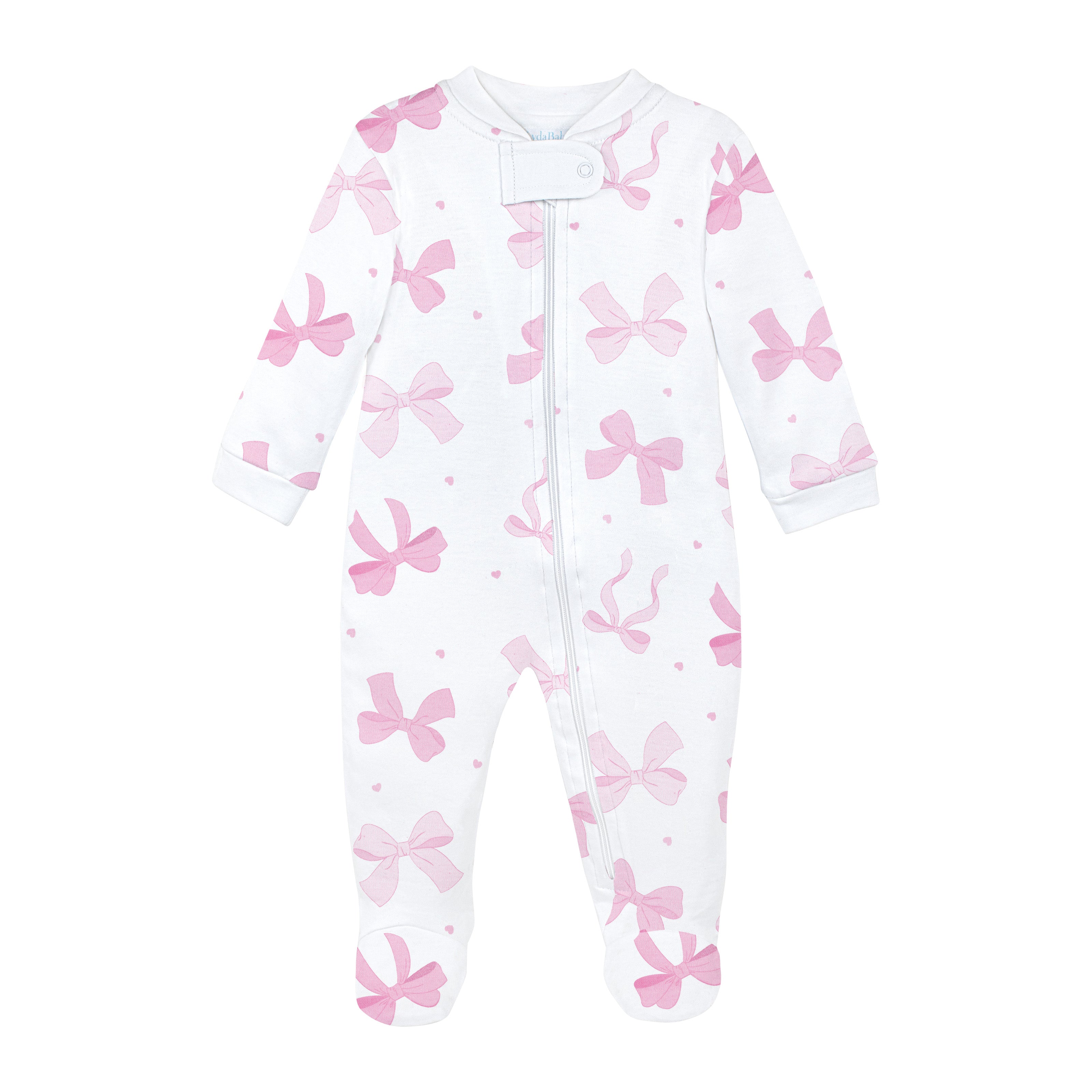 Lovely Bows Printed Zipper Footie | Baby Girl