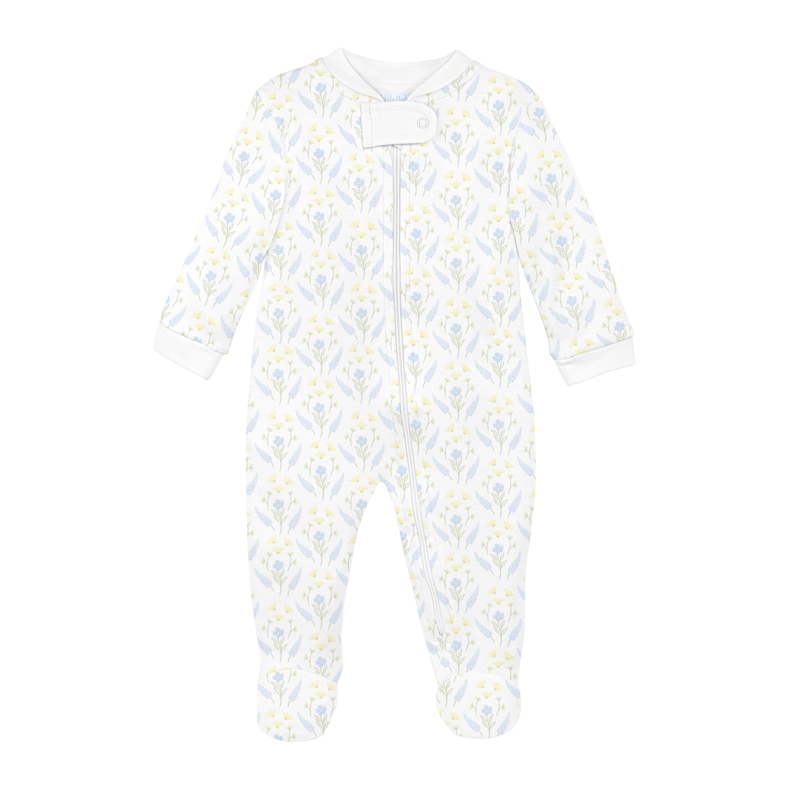 Serene Floral Printed Zipper Footie | Baby Girl