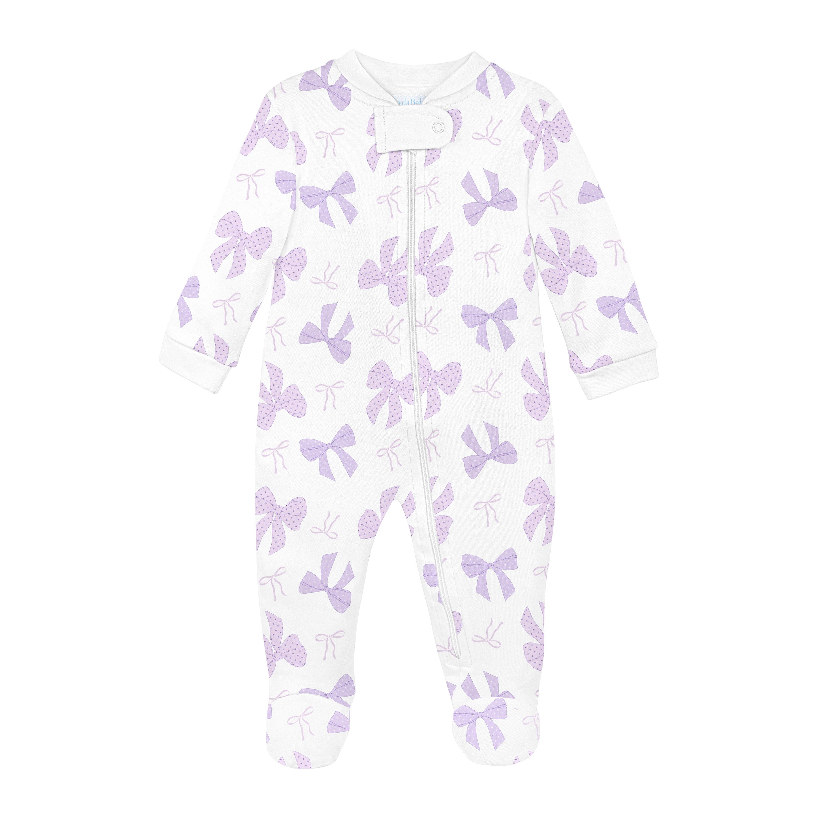 Purple Bows Printed Zipper Footie | Baby Girl