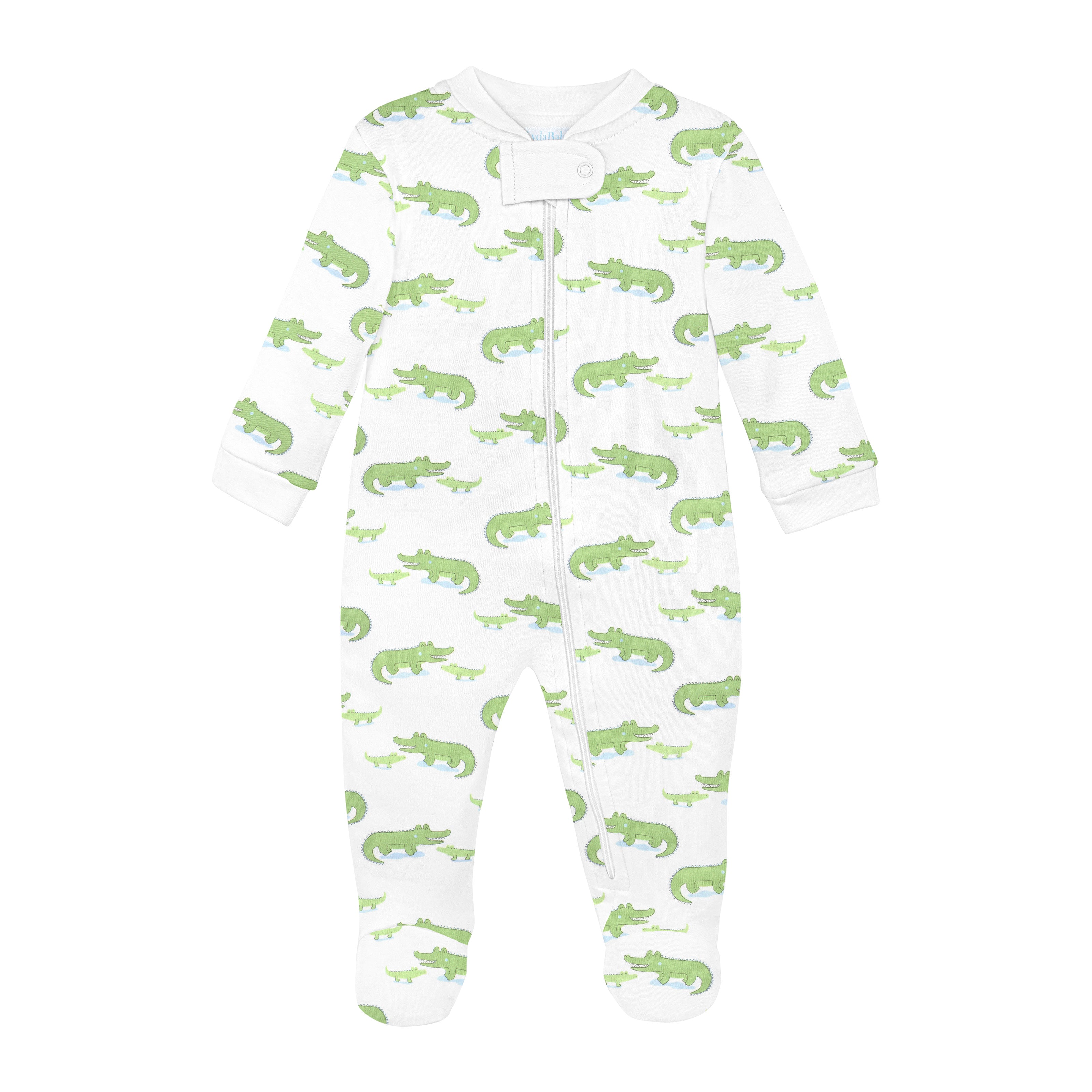Alligator Printed Zipper Footie | Baby Boy