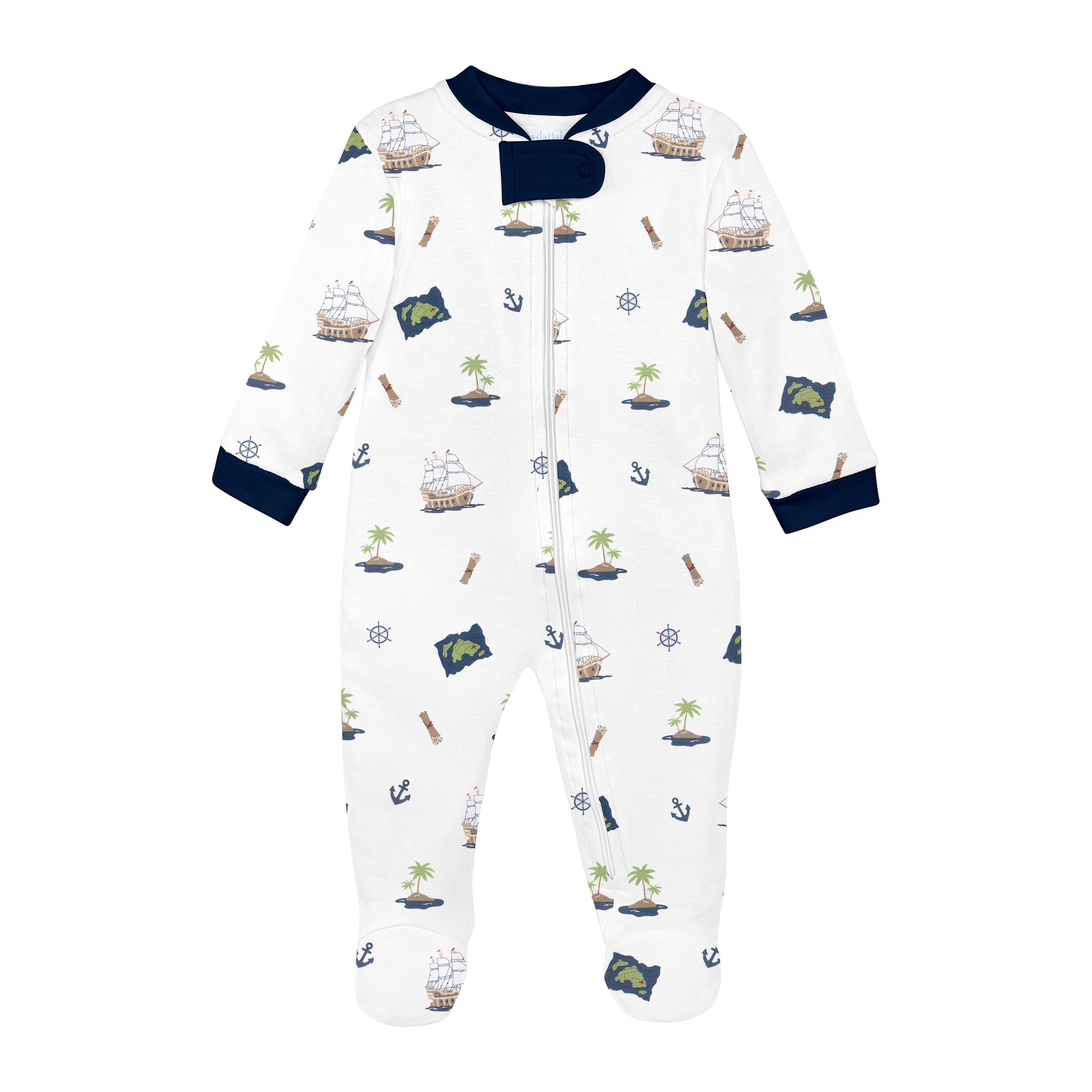 Pirate's Island Printed Zipper Footie | Baby Boy