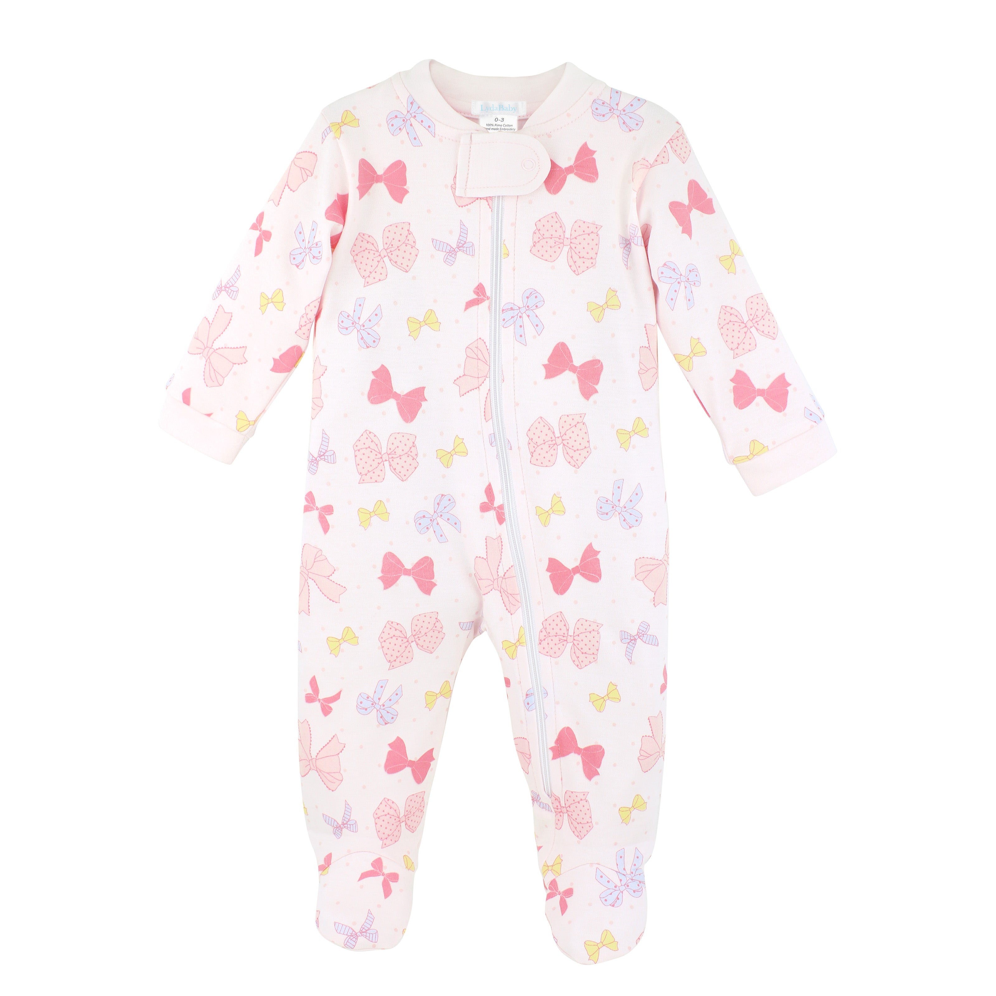 All Bows Printed Zipper Footie | Baby Girl